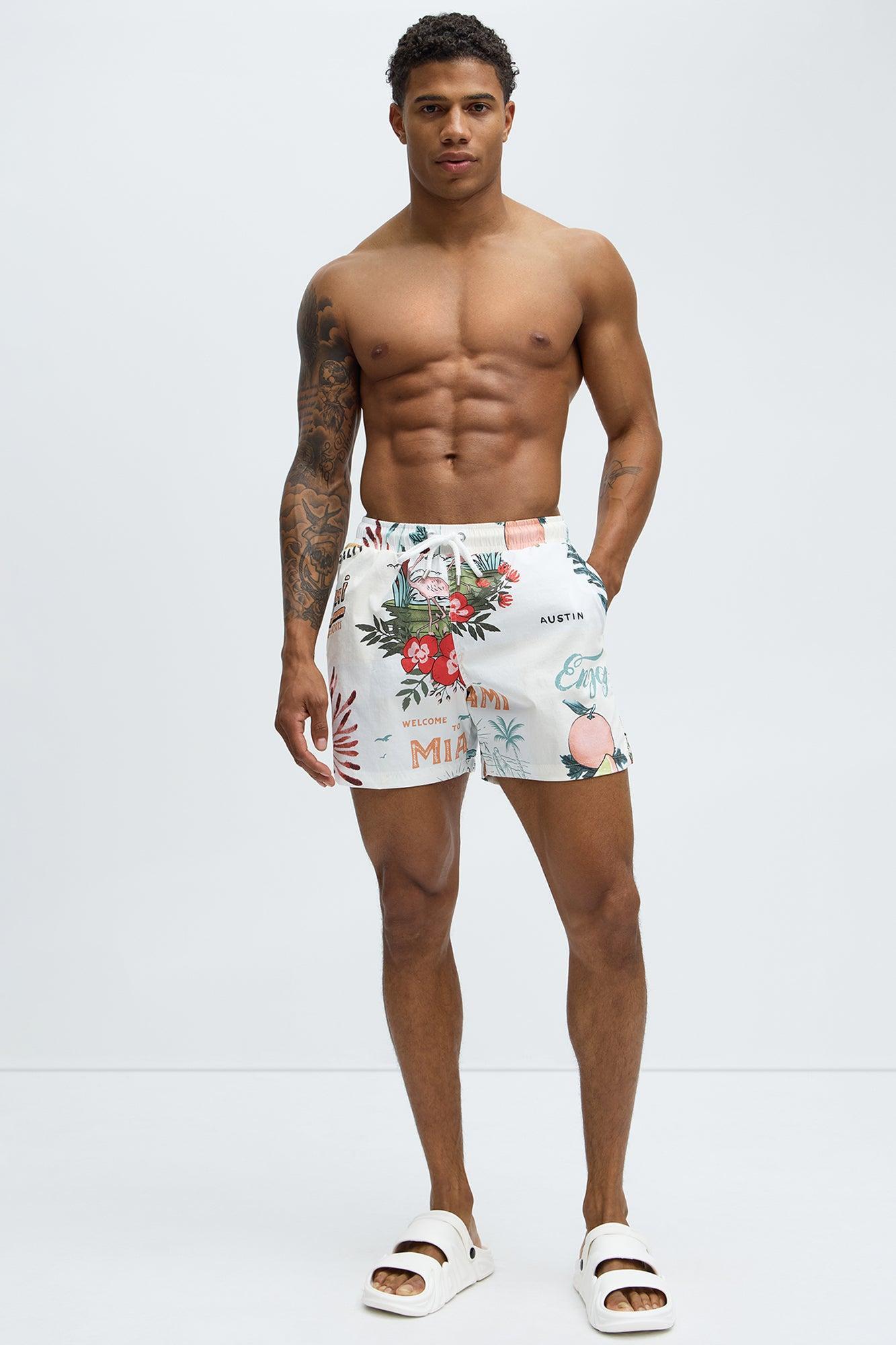 Miami Tropical Swim Trunk - Off White/combo Product Image