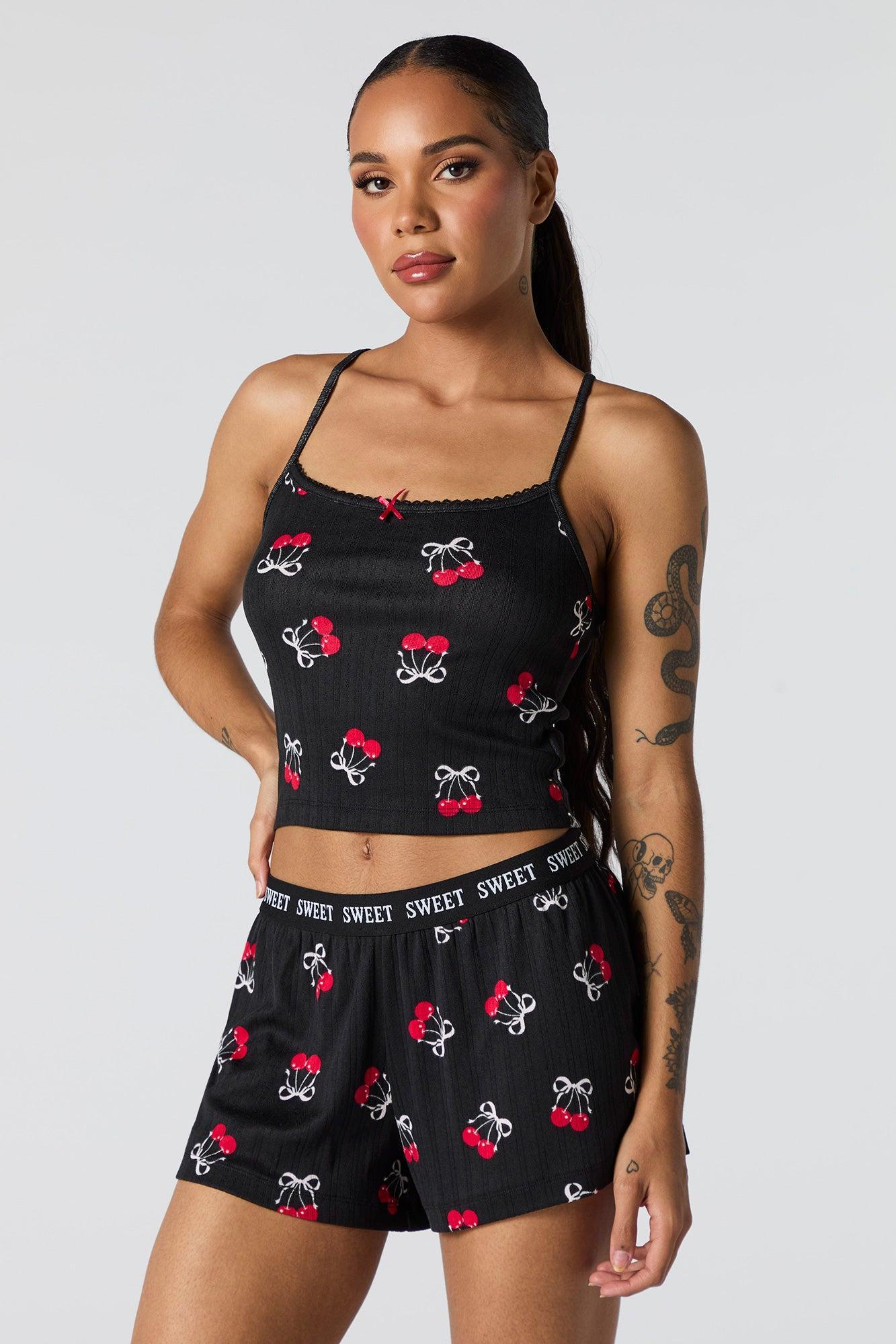 Pointelle Knit Tank & Short 2 Piece Pajama Set Female Product Image