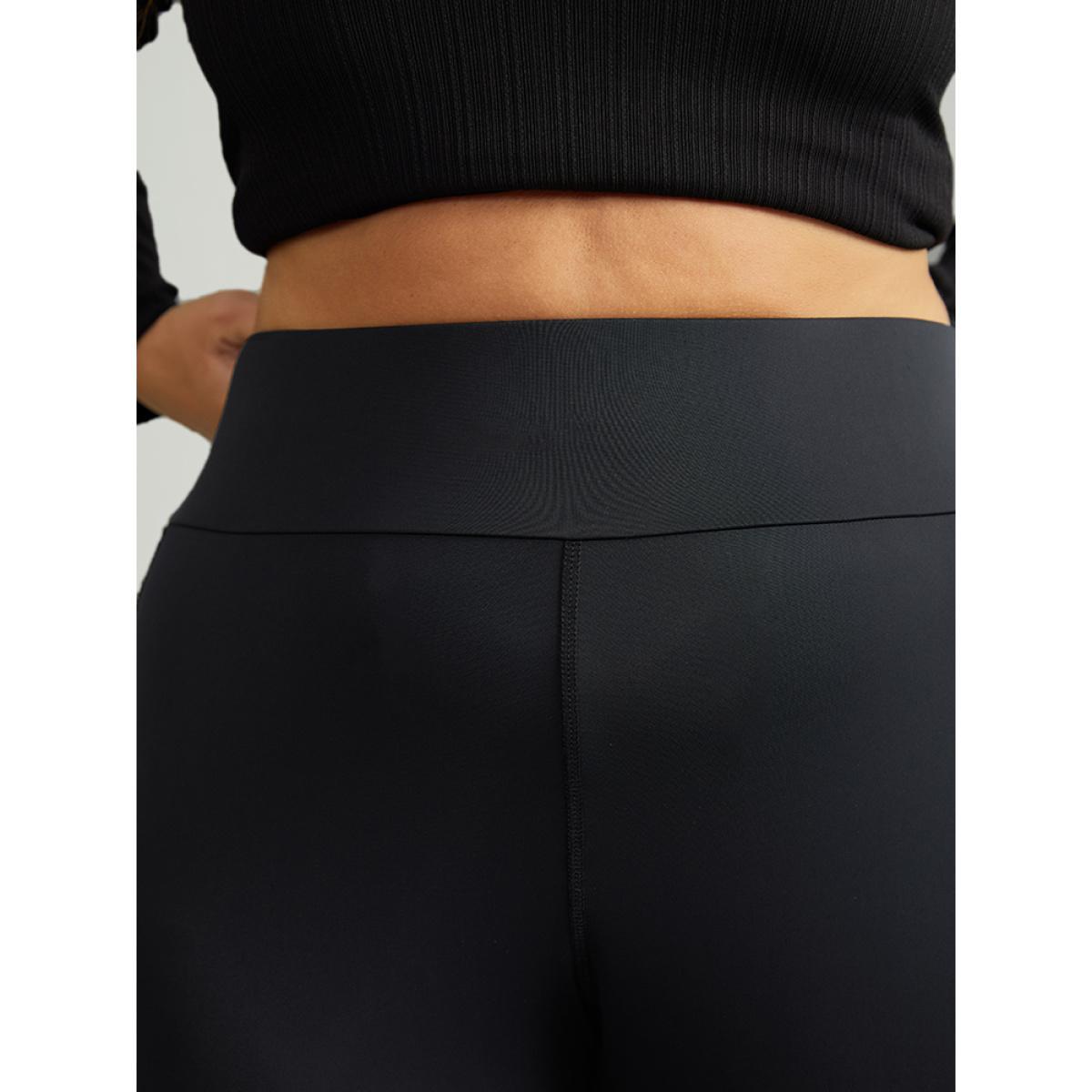 Plus Size Metal Chain Trim Mid Rise Leggings Women Black Casual Medium stretch Skinny Mid Rise Festival-Christmas Leggings BloomChic 12/L Product Image