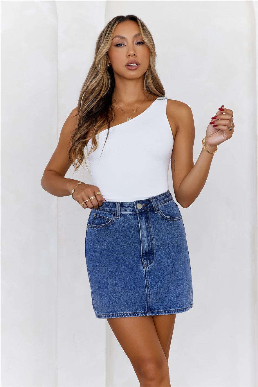 BASE  Best Side One Shoulder Tank Top White Product Image