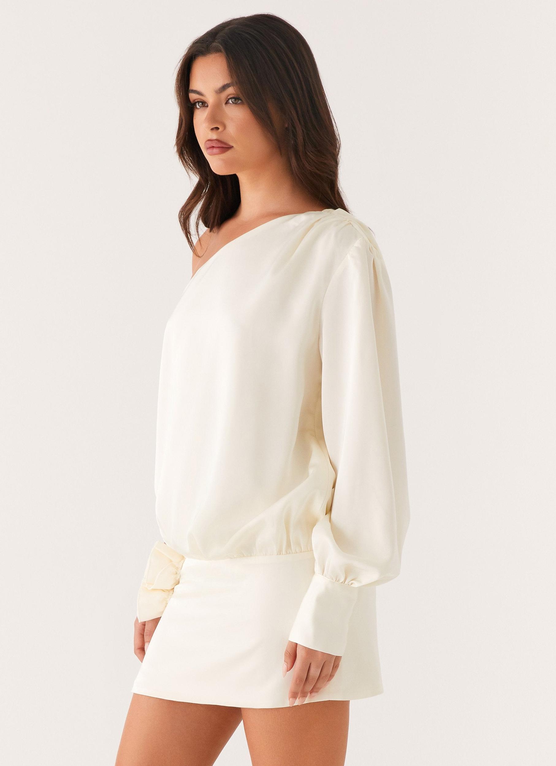 Pippie One Shoulder Mini Dress - Ivory Product Image
