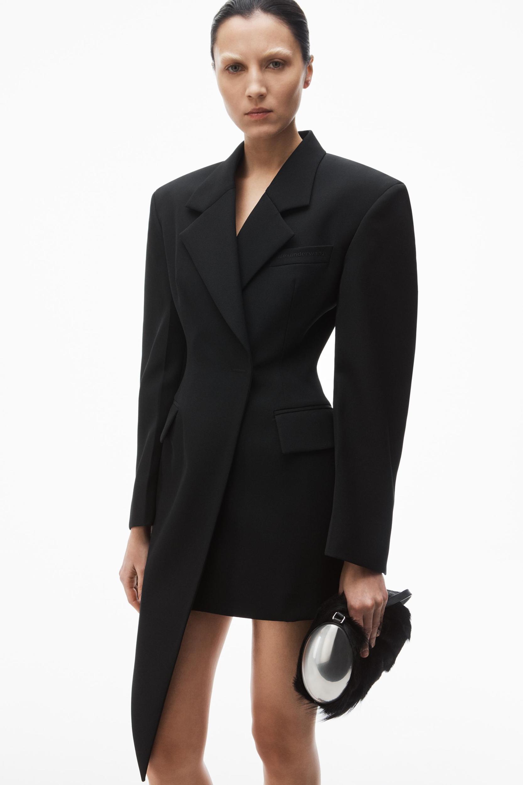 Asymmetric Blazer Minidress In Wool Twill Product Image