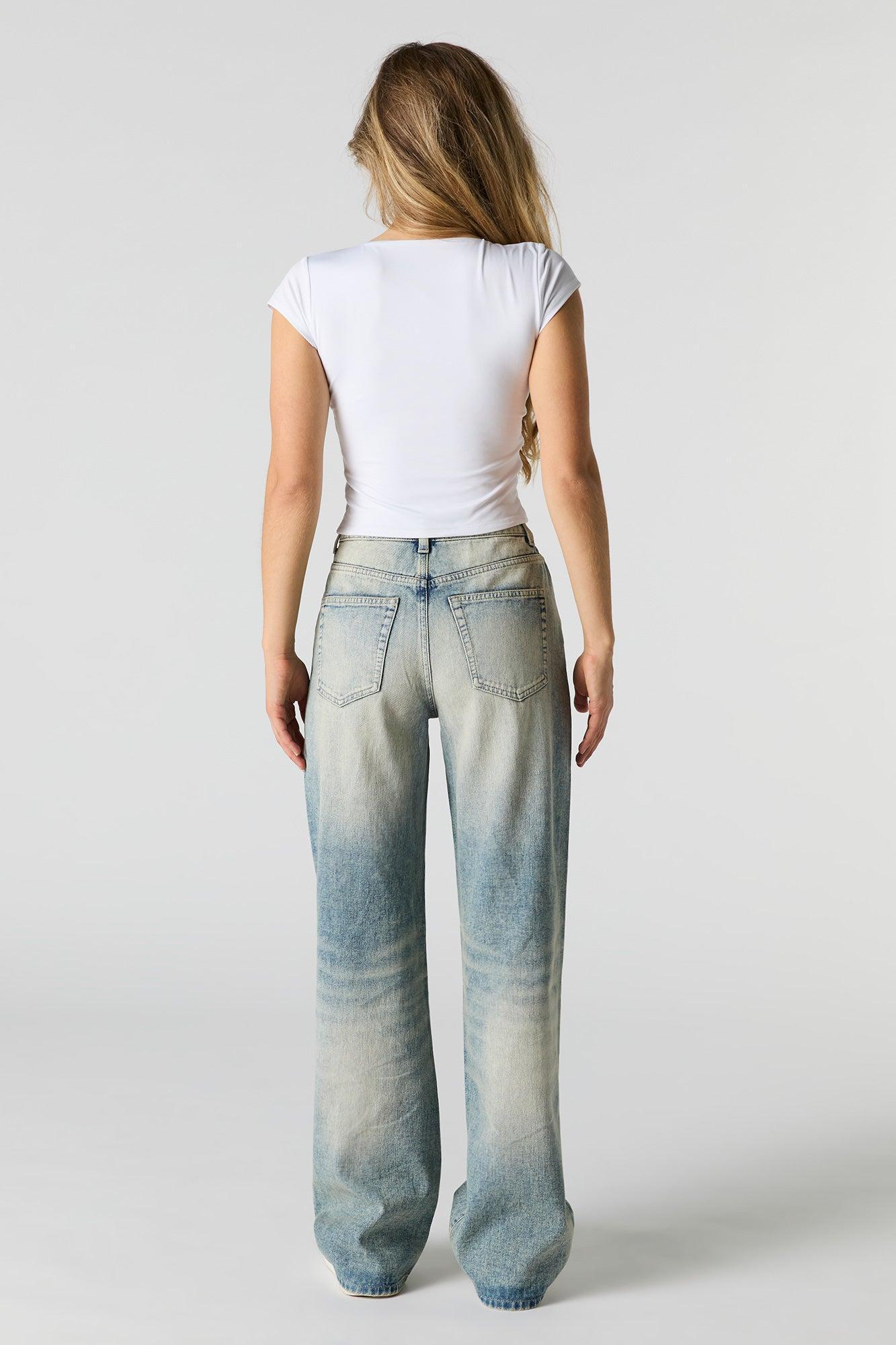 Vintage Light Wash High Rise Wide Leg Jean Female Product Image