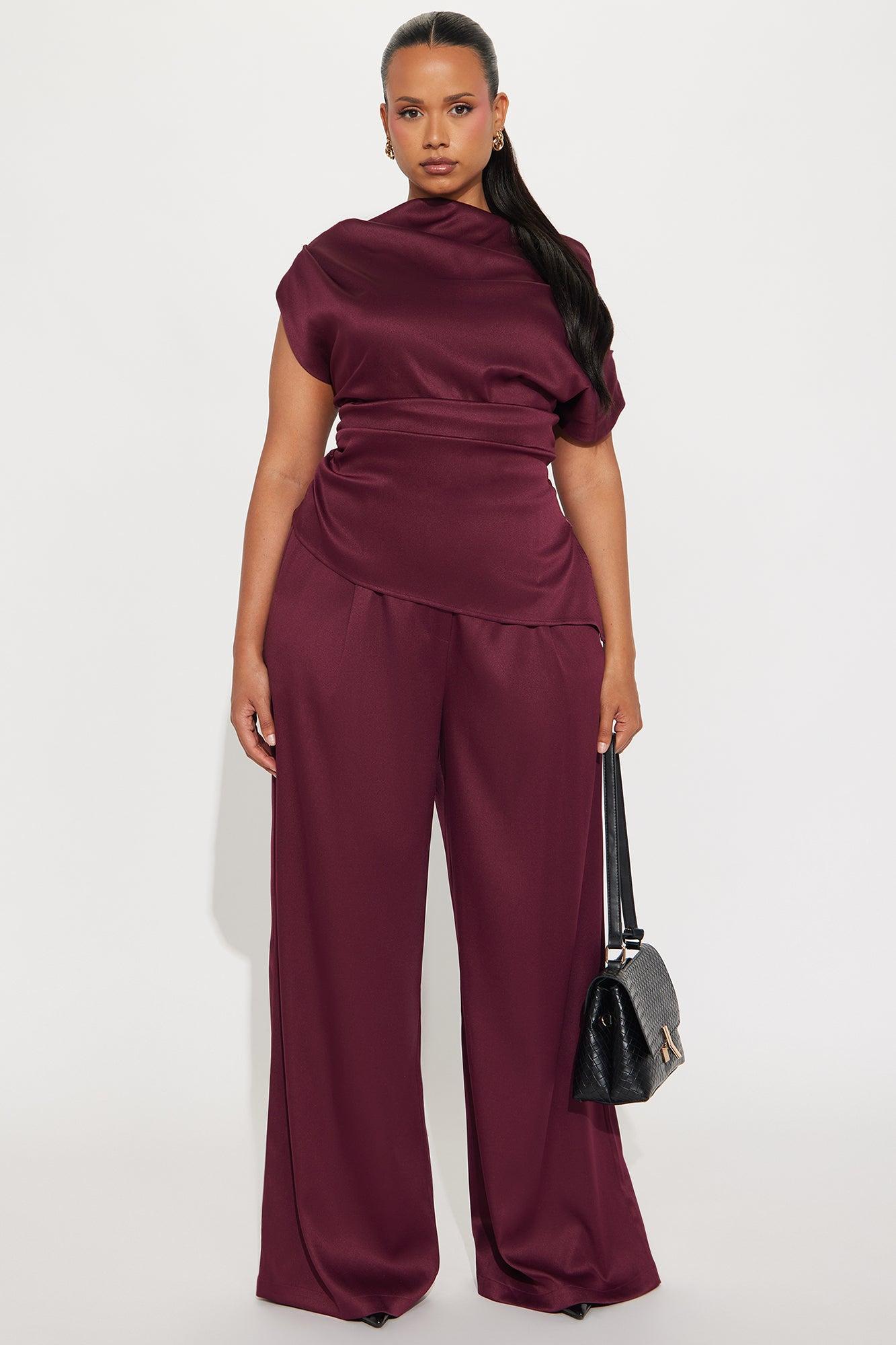 Poised To Perfection Pant Set - Wine Female Product Image