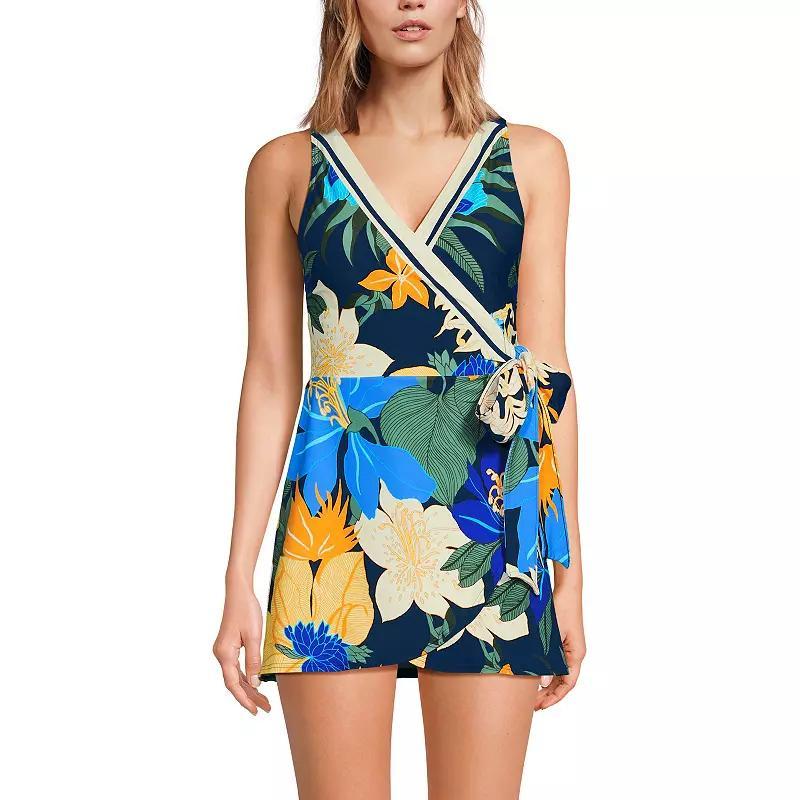 Women's Lands' End Side Tie Mini Swim Dress Swimsuit, Size: 4, Dark Red Product Image