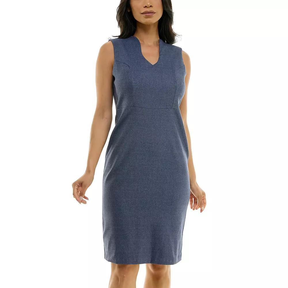 Women's Nina Leonard U-Neck Sheath Midi Dress, Size: Large, Blue Product Image