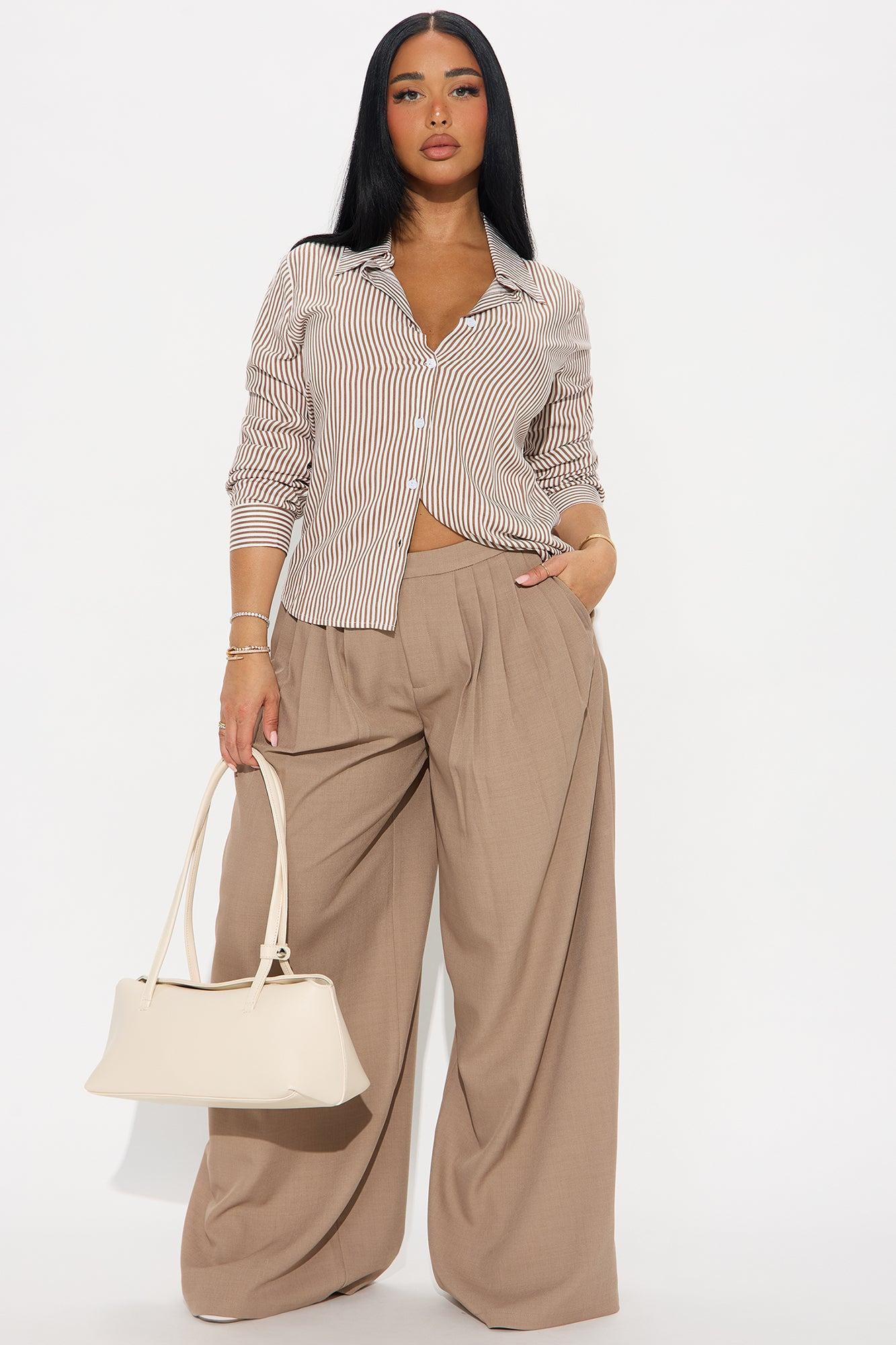 Hit The City Striped Challis Shirt - Brown/combo Product Image