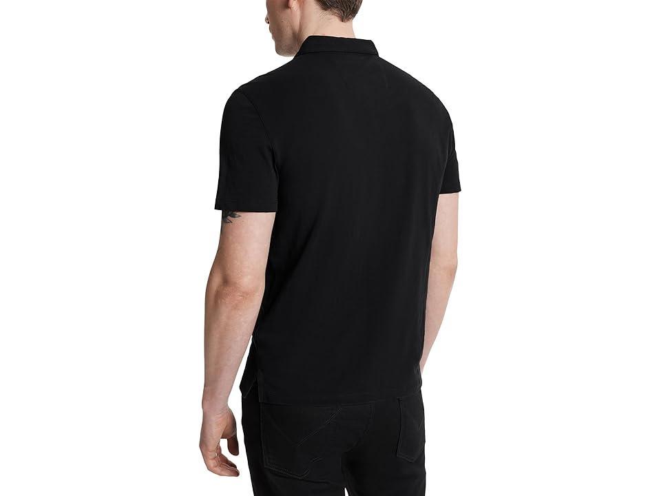 John Varvatos Men's Victor Solid Slub Cotton Polo in Black at Nordstrom, Size Medium Product Image