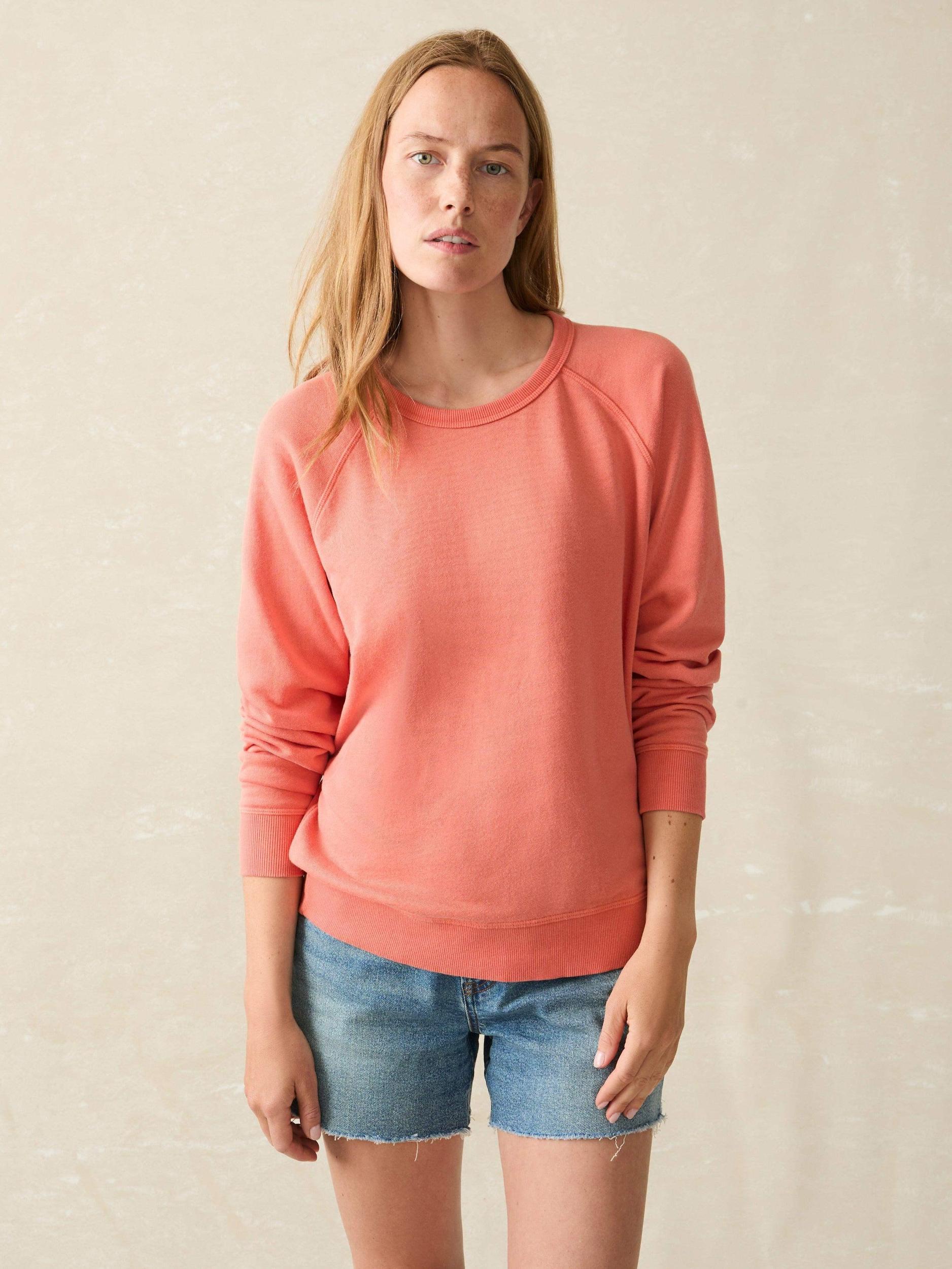 Coastal Cloud Cotton Crew - Hot Coral Female Product Image
