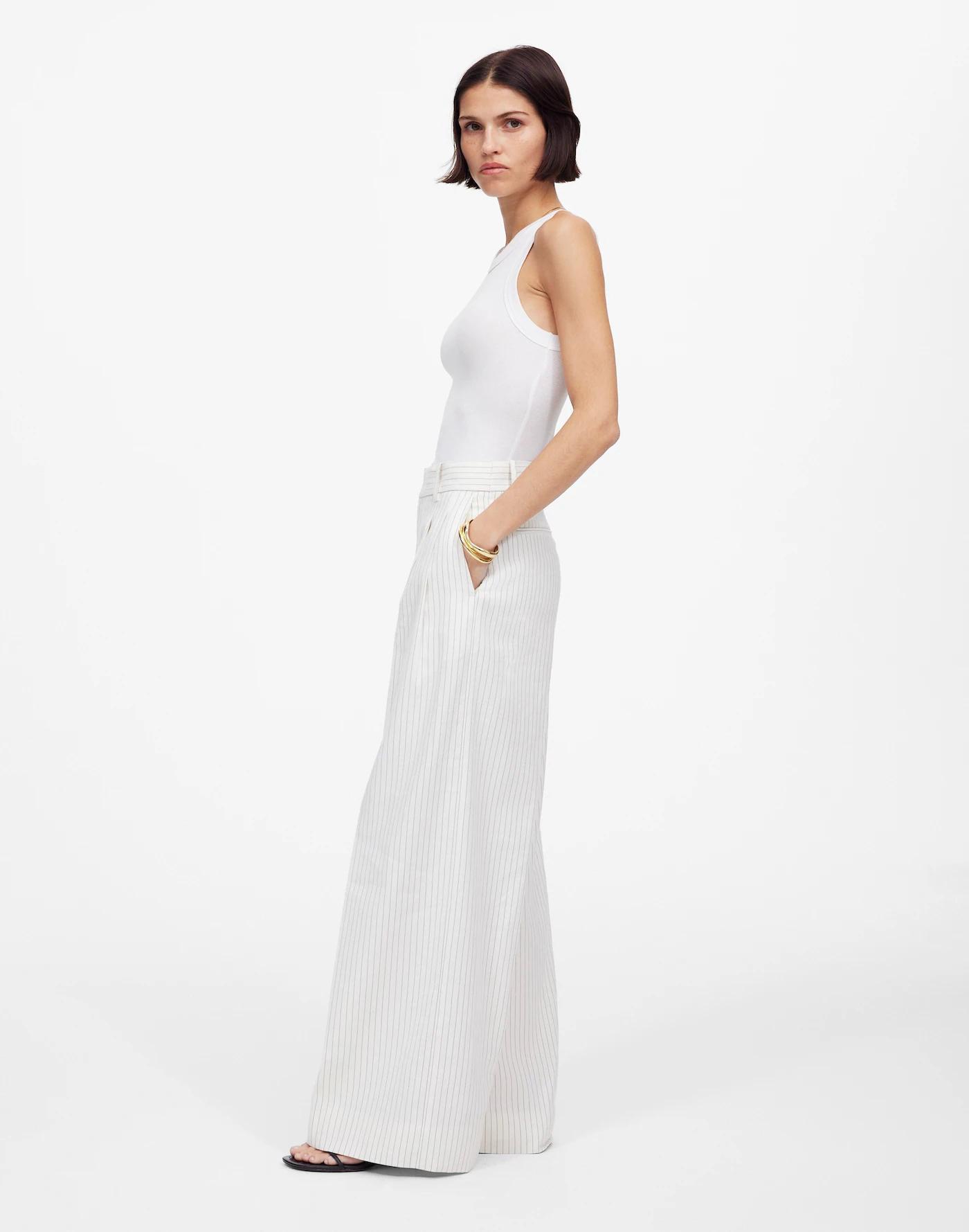 The Superwide-Leg Trouser in Pinstripe Linen Blend Product Image