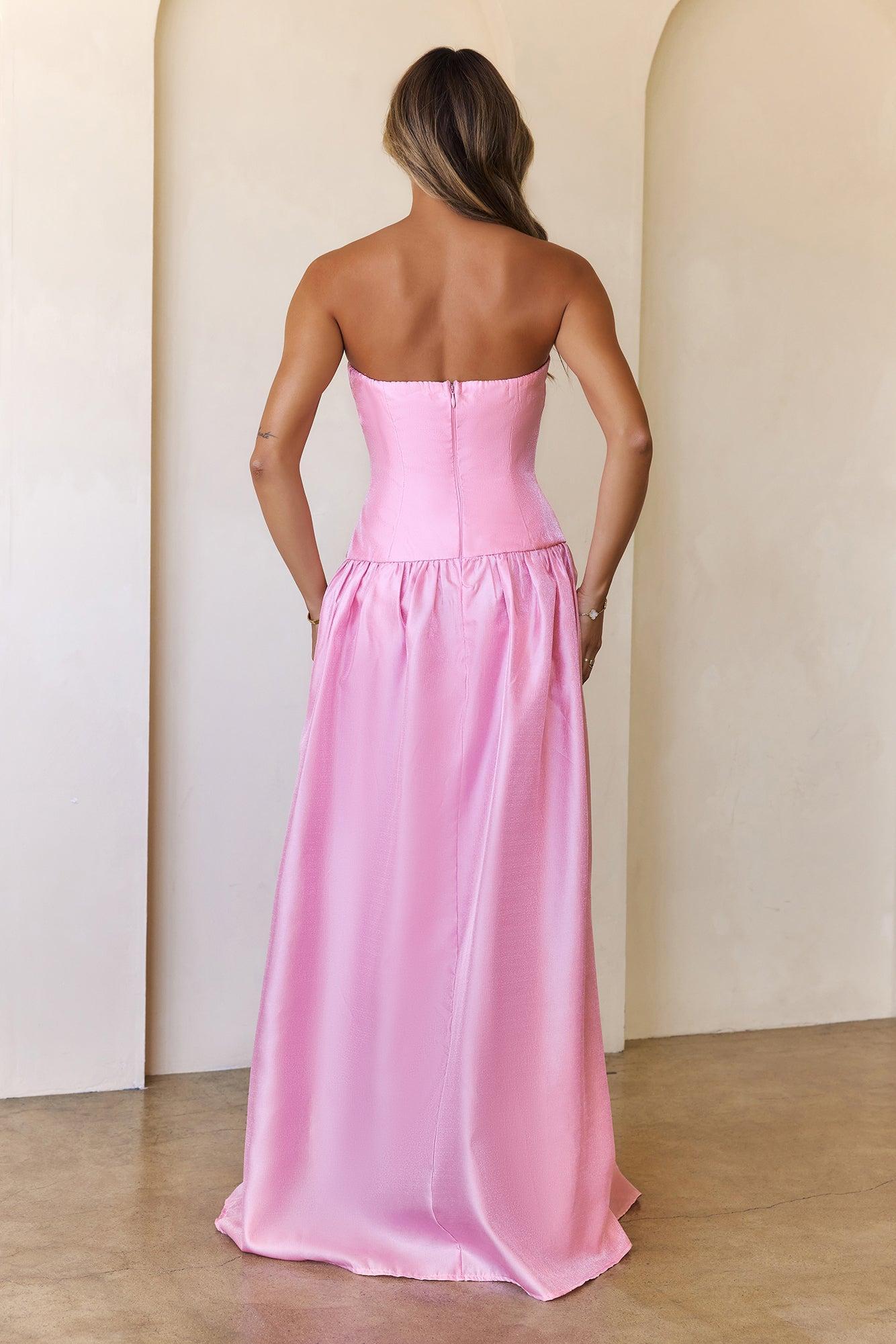 Princess Cut Strapless Maxi Dress Pink Product Image