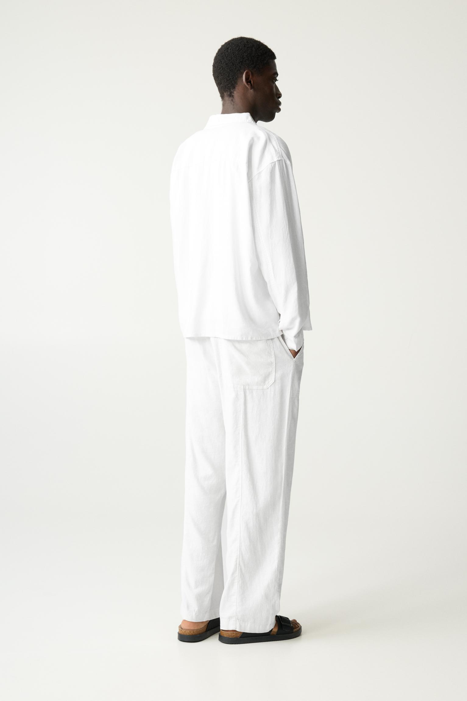 Long sleeve linen blend shirt Product Image
