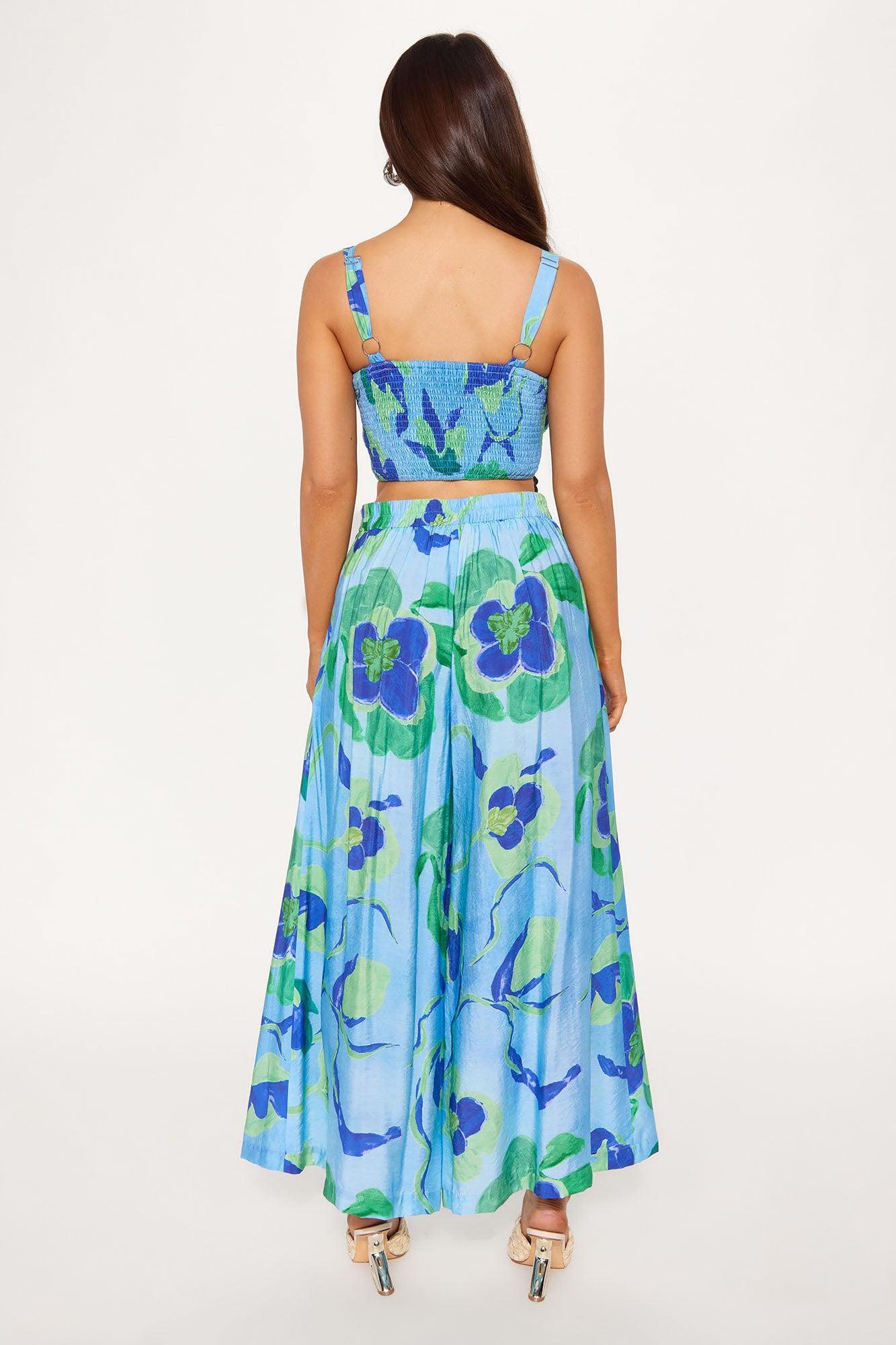 Luau Nights Cropped Pant Set - Blue Product Image
