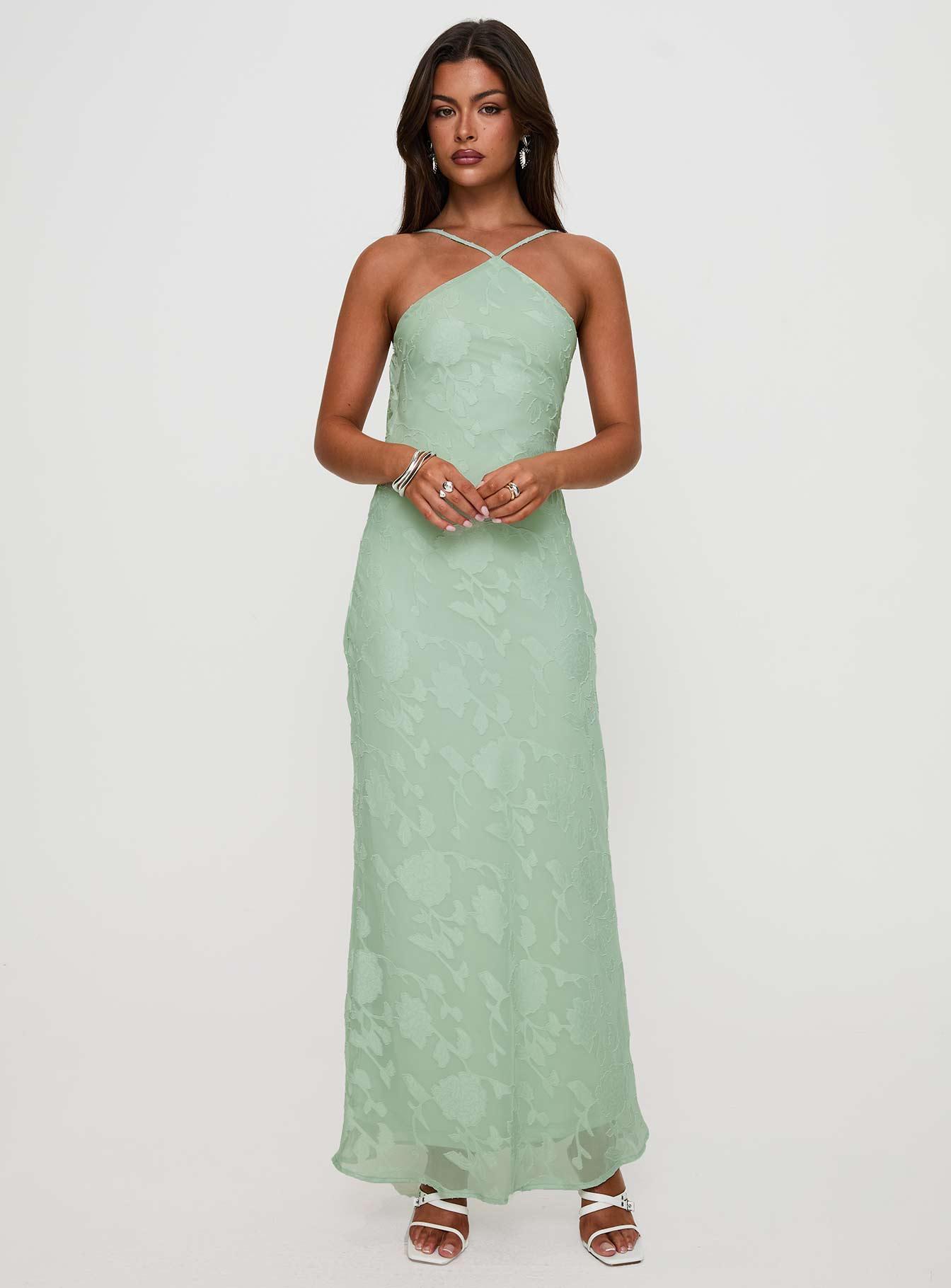 Zoelle Halter Maxi Dress Sage Product Image