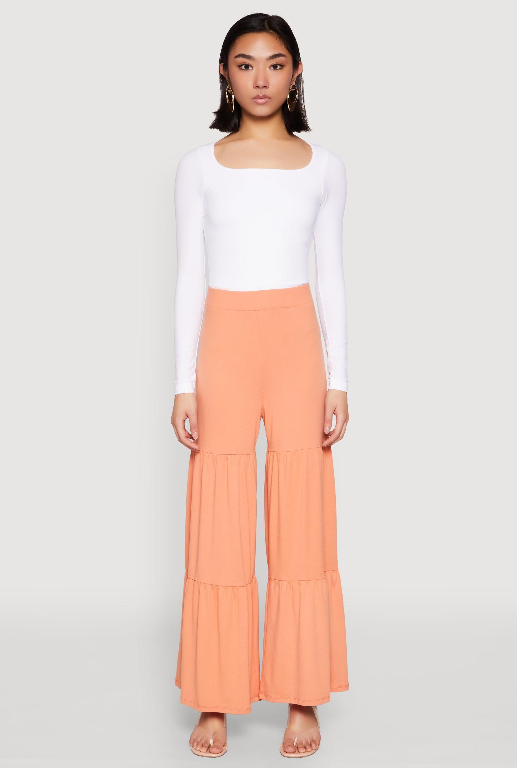 Womens High Waisted Tiered Palazzo Pants Product Image