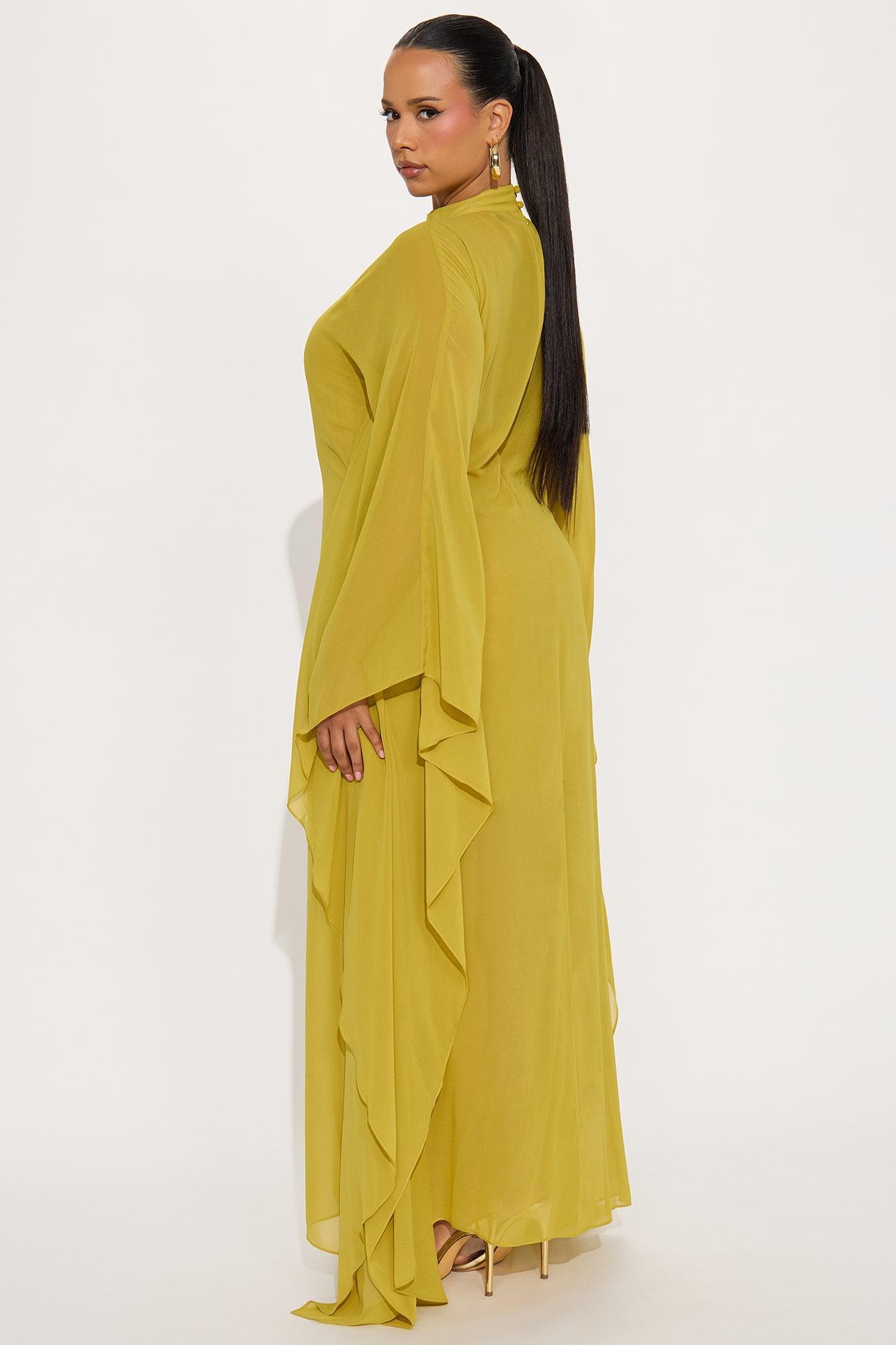 Flying High Chiffon Maxi Dress - Chartreuse Product Image