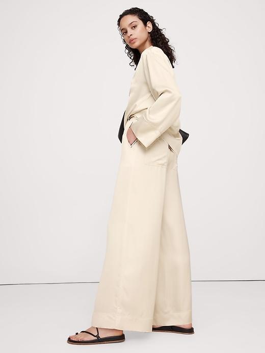 Pull-On Wide Leg Satin Pant Product Image