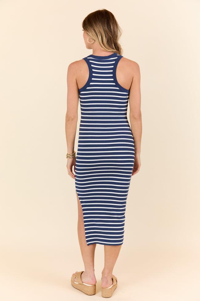 All I Want Navy and White Striped Knit Dress SALE Product Image