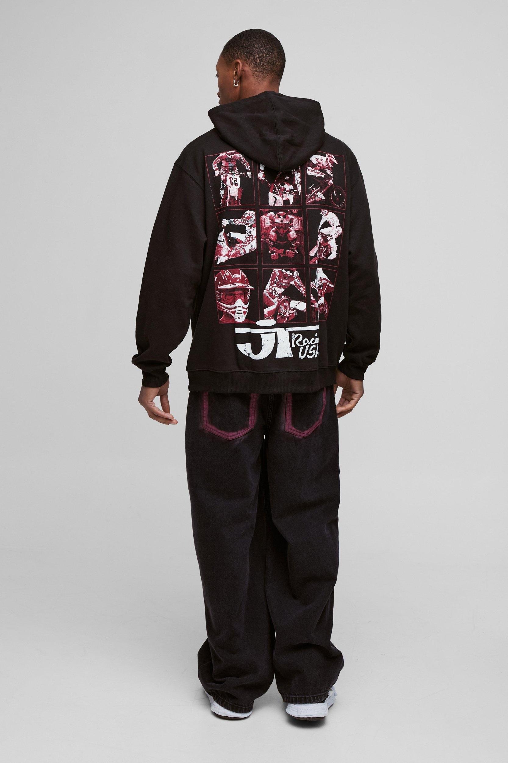 Oversized JT Racing License Print Hoodie | boohooMAN USA Product Image