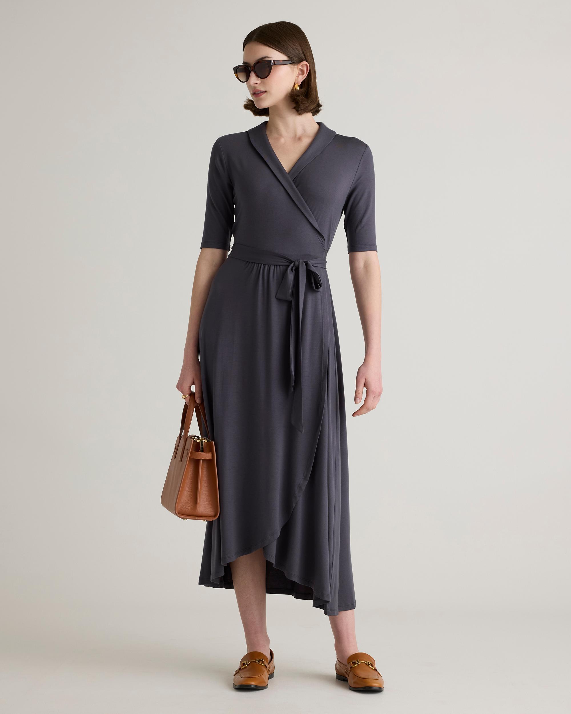Quince | Women's Tencel Jersey Midi Wrap Dress Product Image