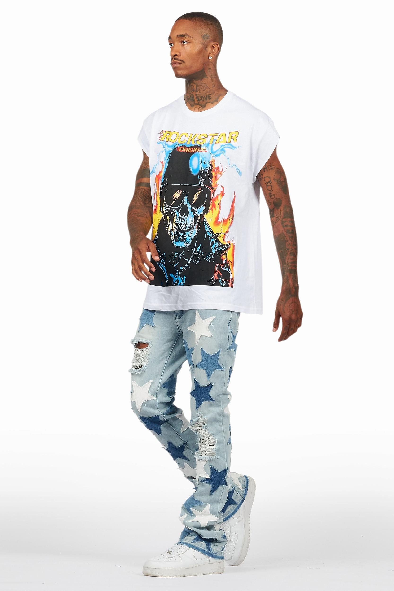Balius White Graphic Muscle T-Shirt Male Product Image