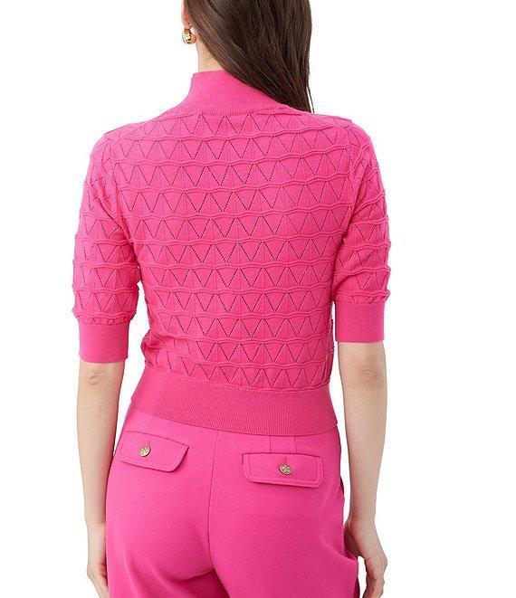 Trina Turk Mali Decorative Knit Mock Neck Elbow Sleeve Sweater Product Image