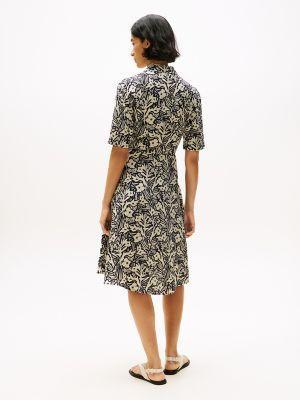 Linen-Blend Tie-Front Short-Sleeve Dress Product Image