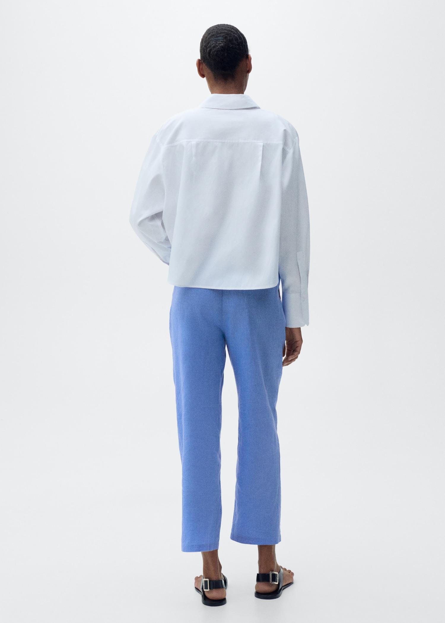 Straight linen-blend trousers - Women | MANGO USA Product Image