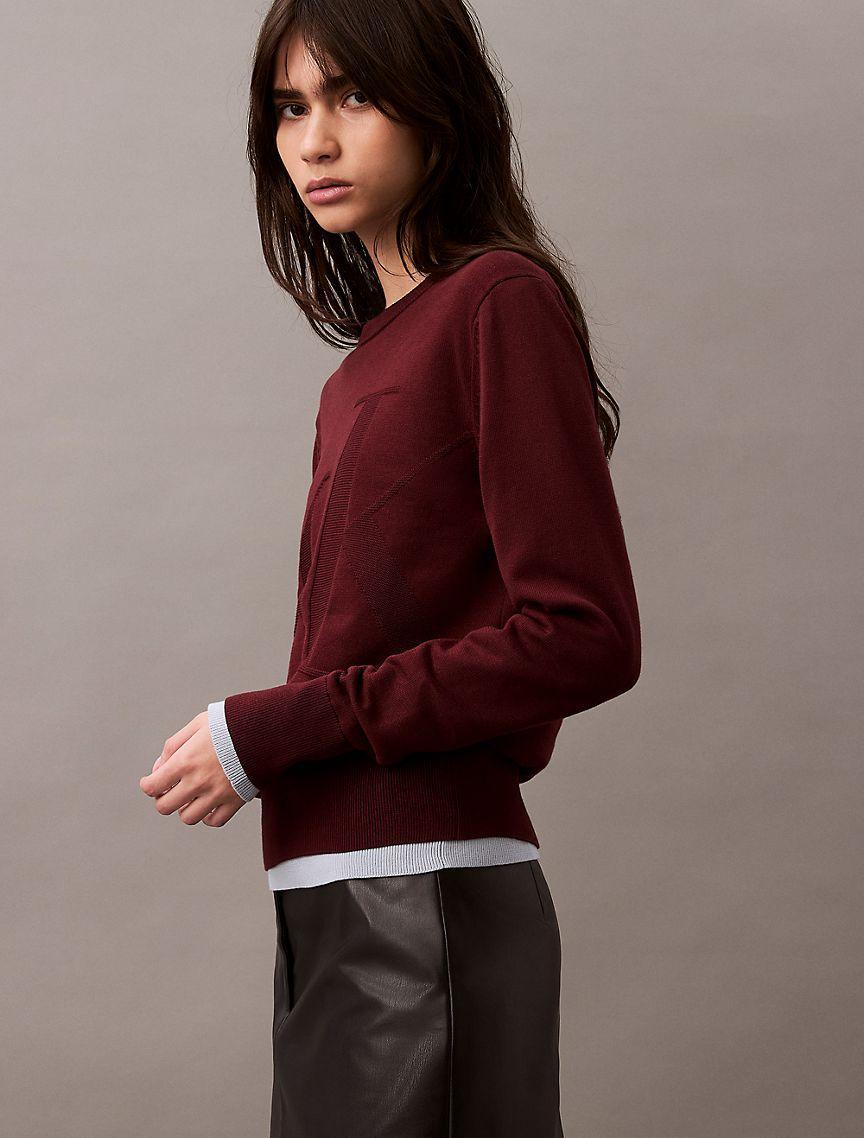 Smooth Cotton Relaxed Monogram Logo Sweater Product Image