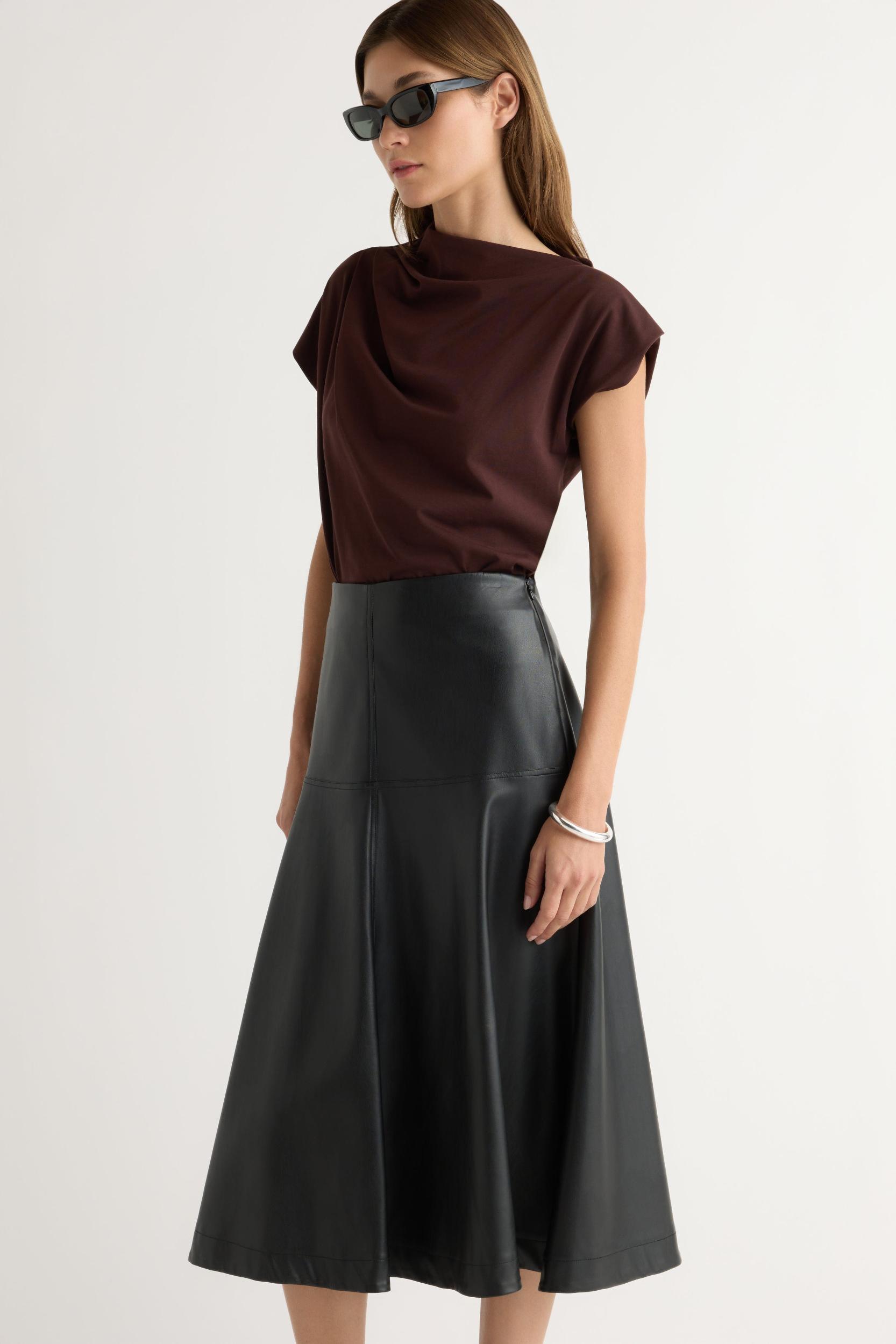 Harley A-Line Vegan Leather Skirt Product Image