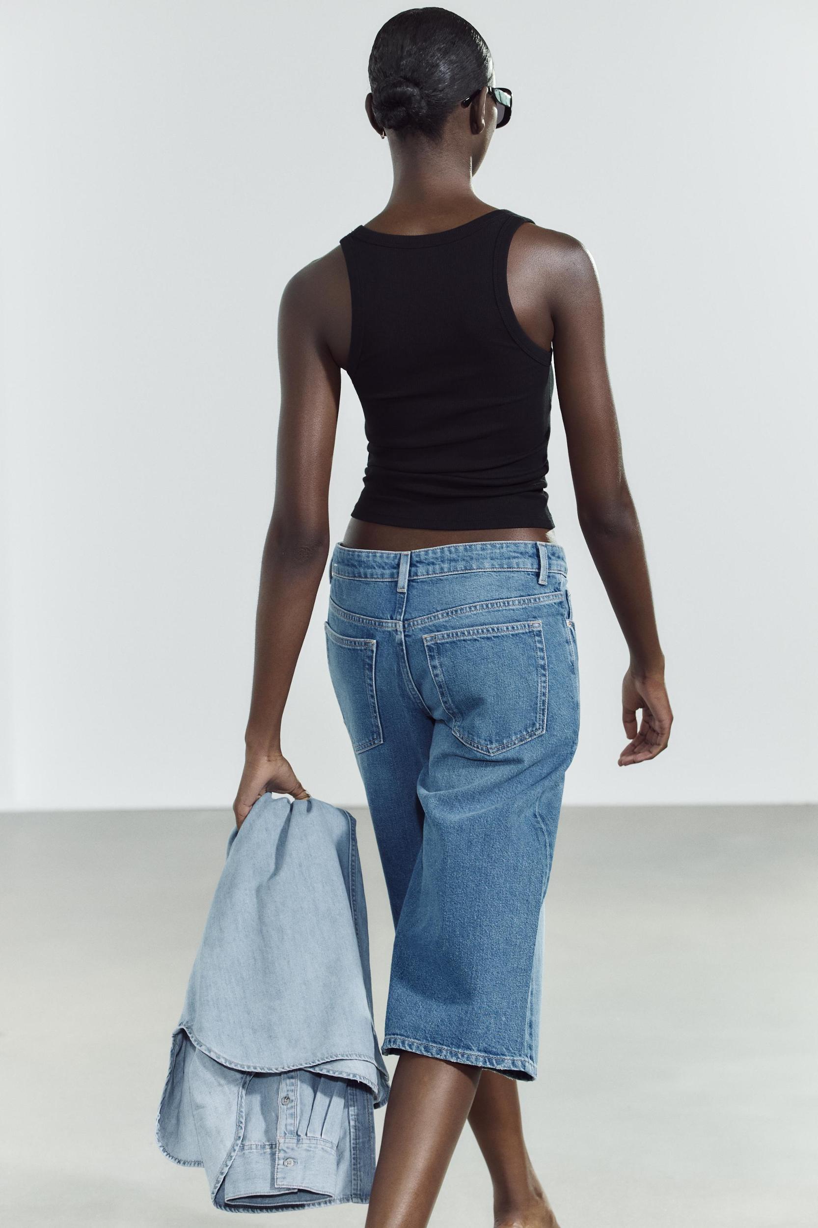 LOW-RISE DENIM JORTS Product Image