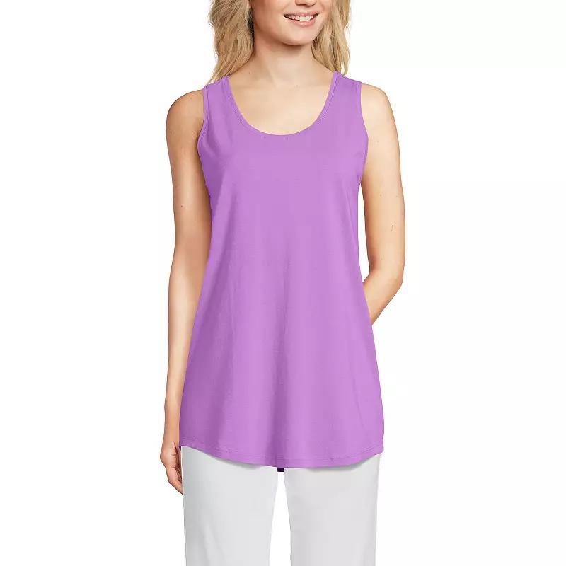 Women's Lands' End Supima Cotton Scoopneck Tunic Tank Top, Size: Small Petite, Black Product Image