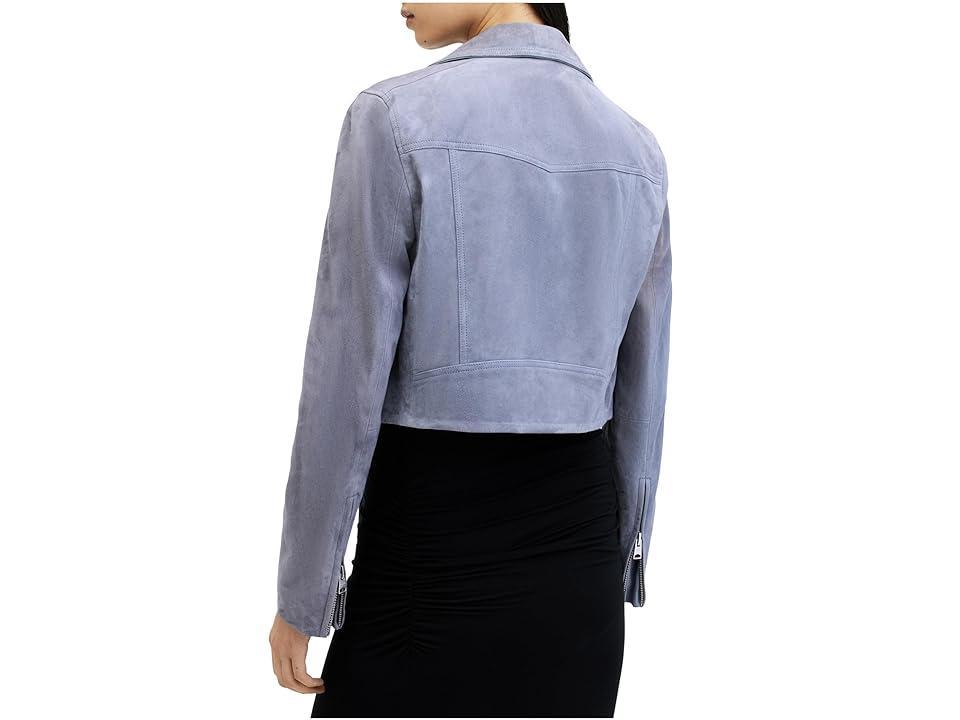 AllSaints Suede Dalby Crop Biker (Pale Denim Blue) Women's Vest Product Image