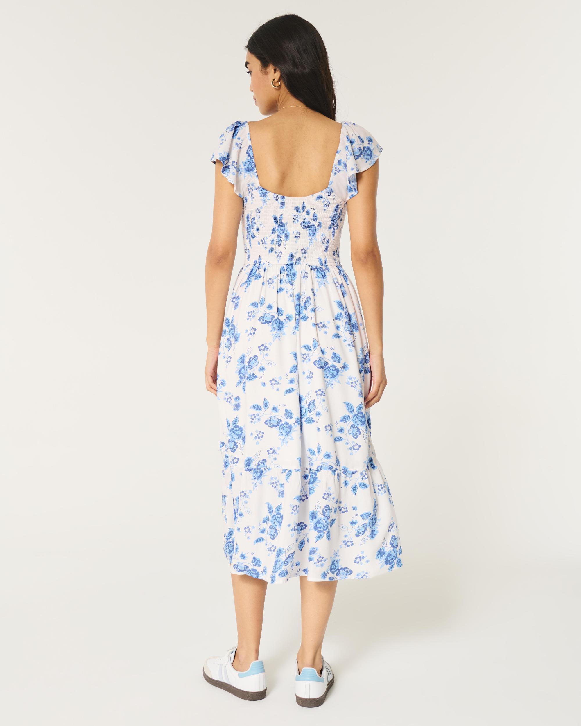 Cinch Bust V-Waist Midi Dress Product Image