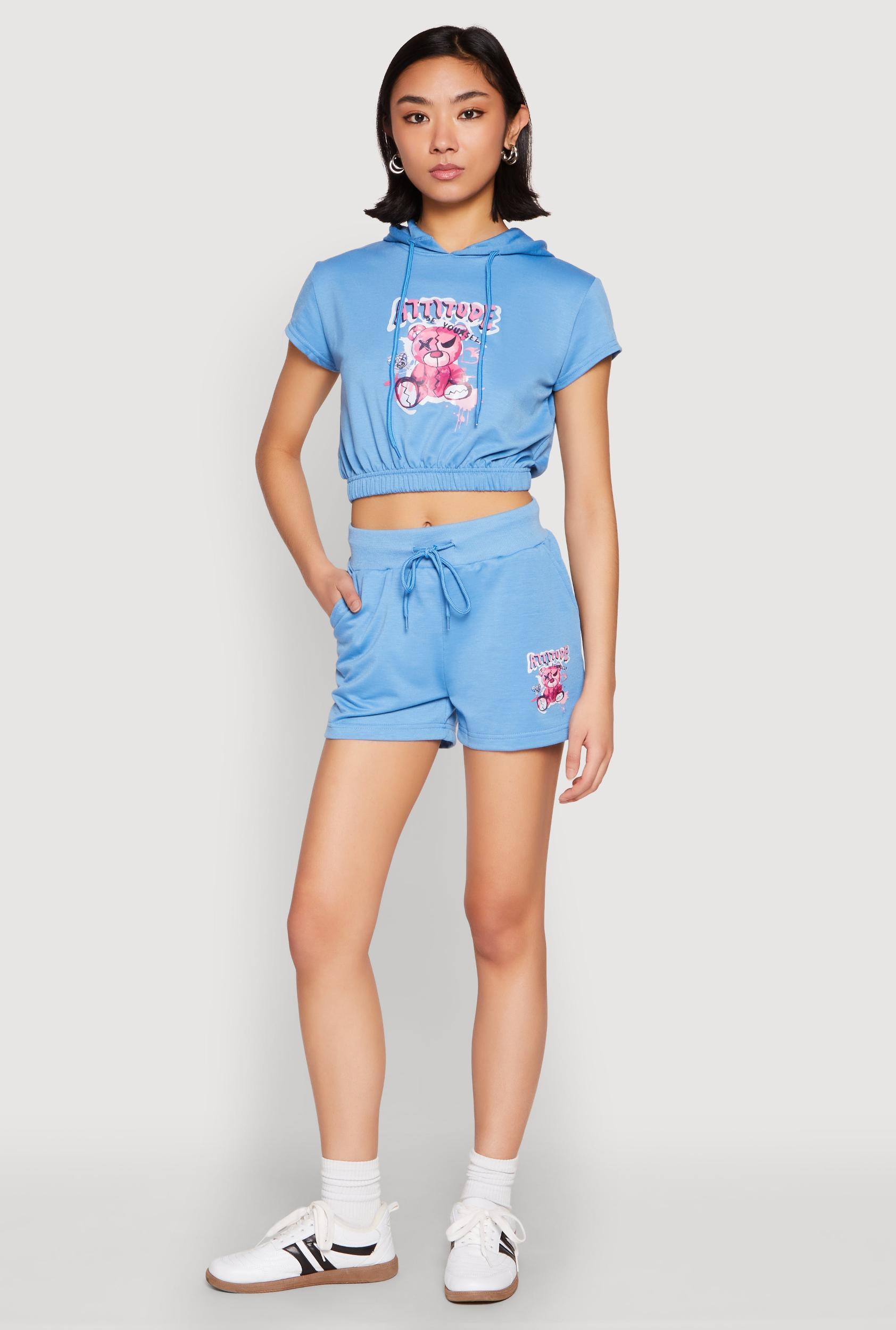 Womens French Terry Bear Graphic Shorts Product Image