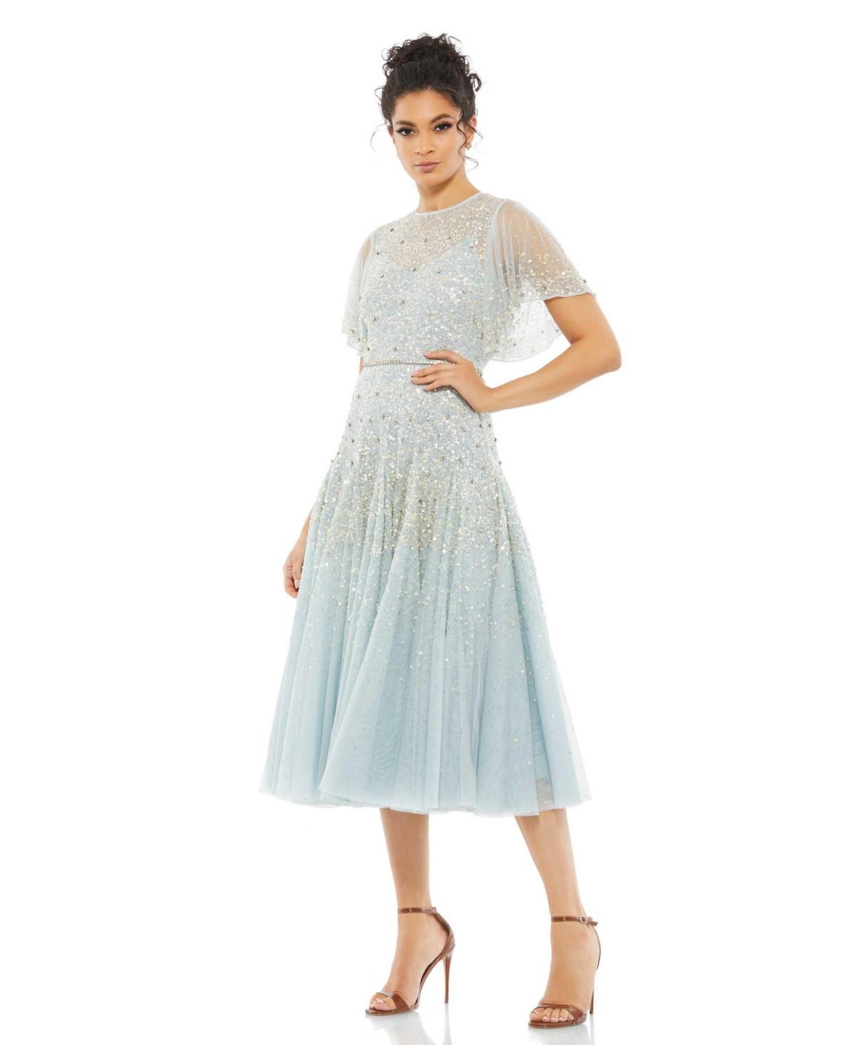 Womens Embroidered Floral Frill Minidress Product Image