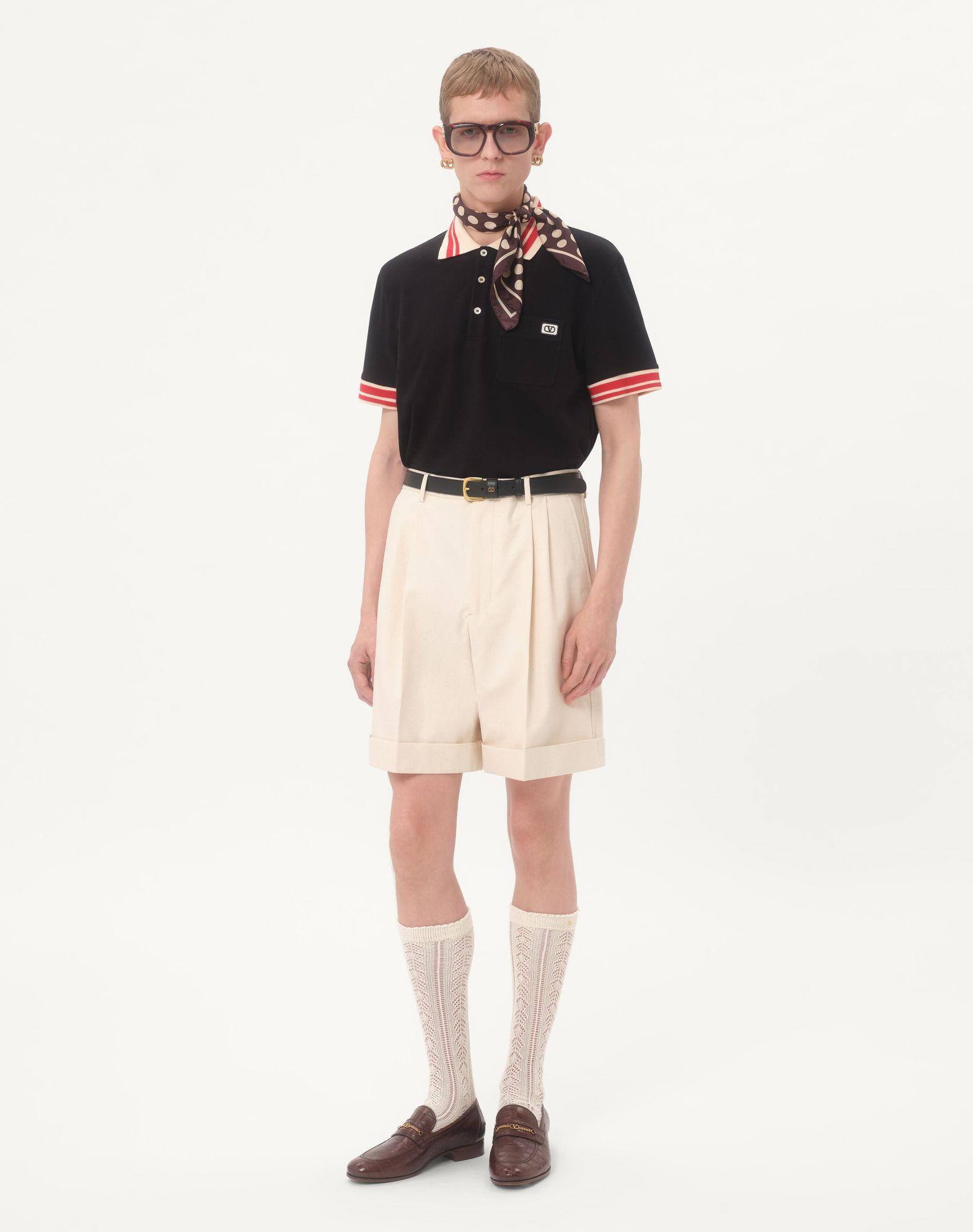 Cotton Piqué Polo Shirt With Vlogo Patch Product Image
