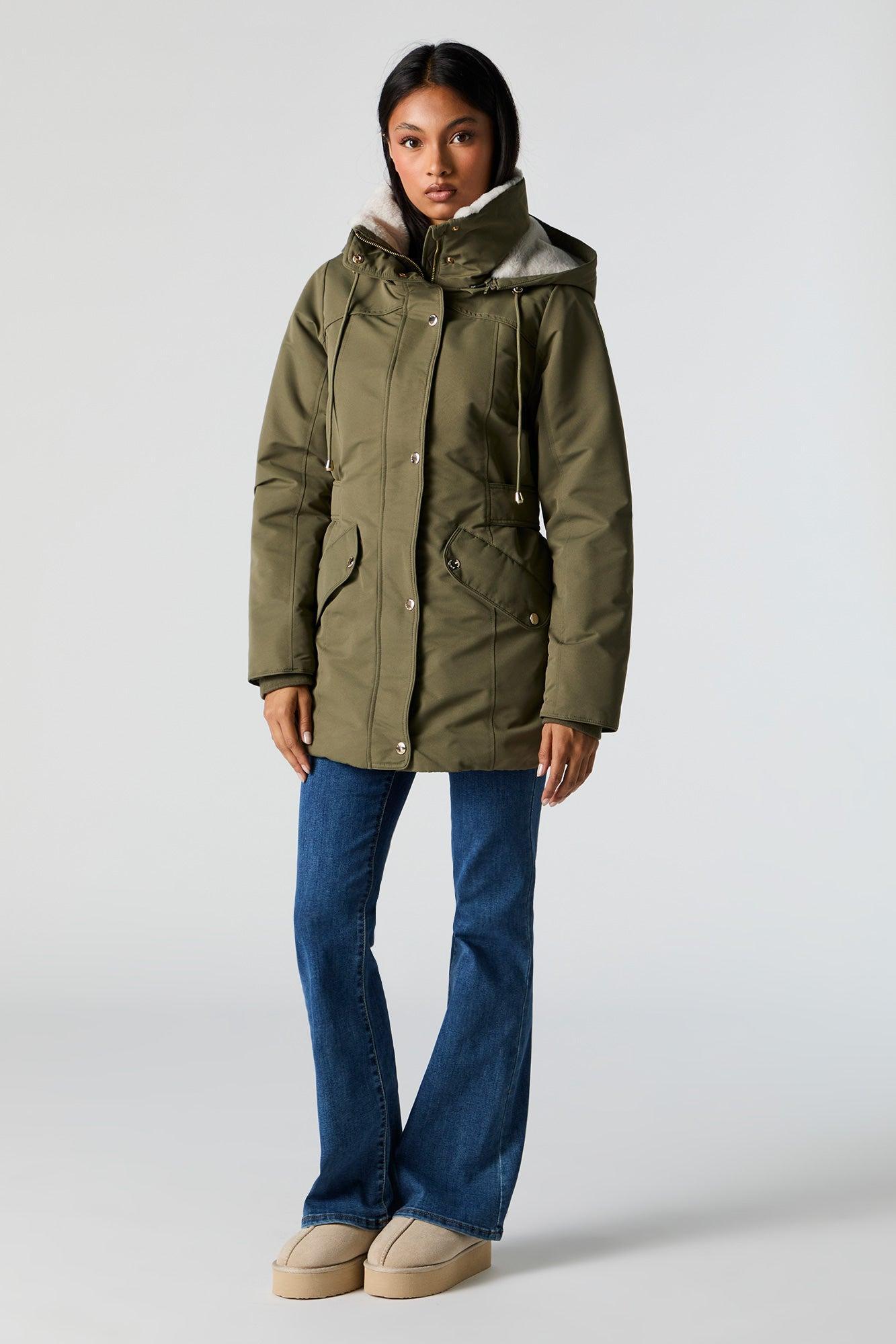 Faux Fur Lined Hooded Parka Female Product Image