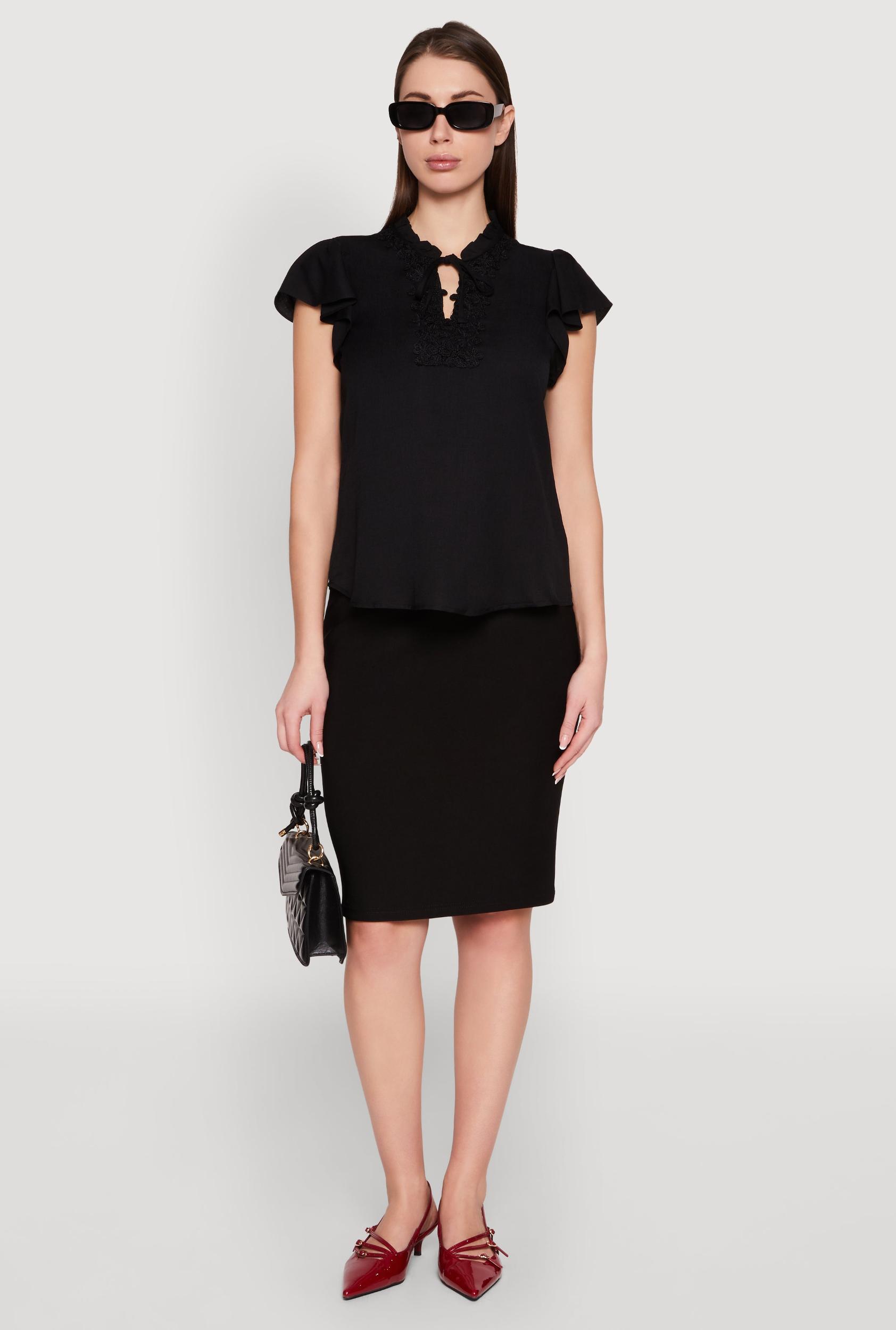 Womens Iris Crochet Detail Flounce Sleeve Blouse Product Image
