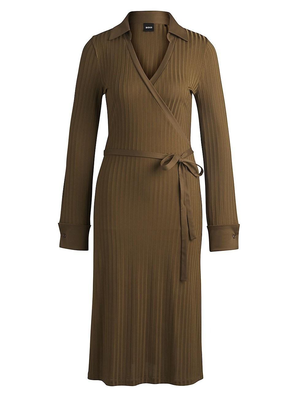 Womens Wrap Dress in Lustrous Ribbed Jersey Product Image