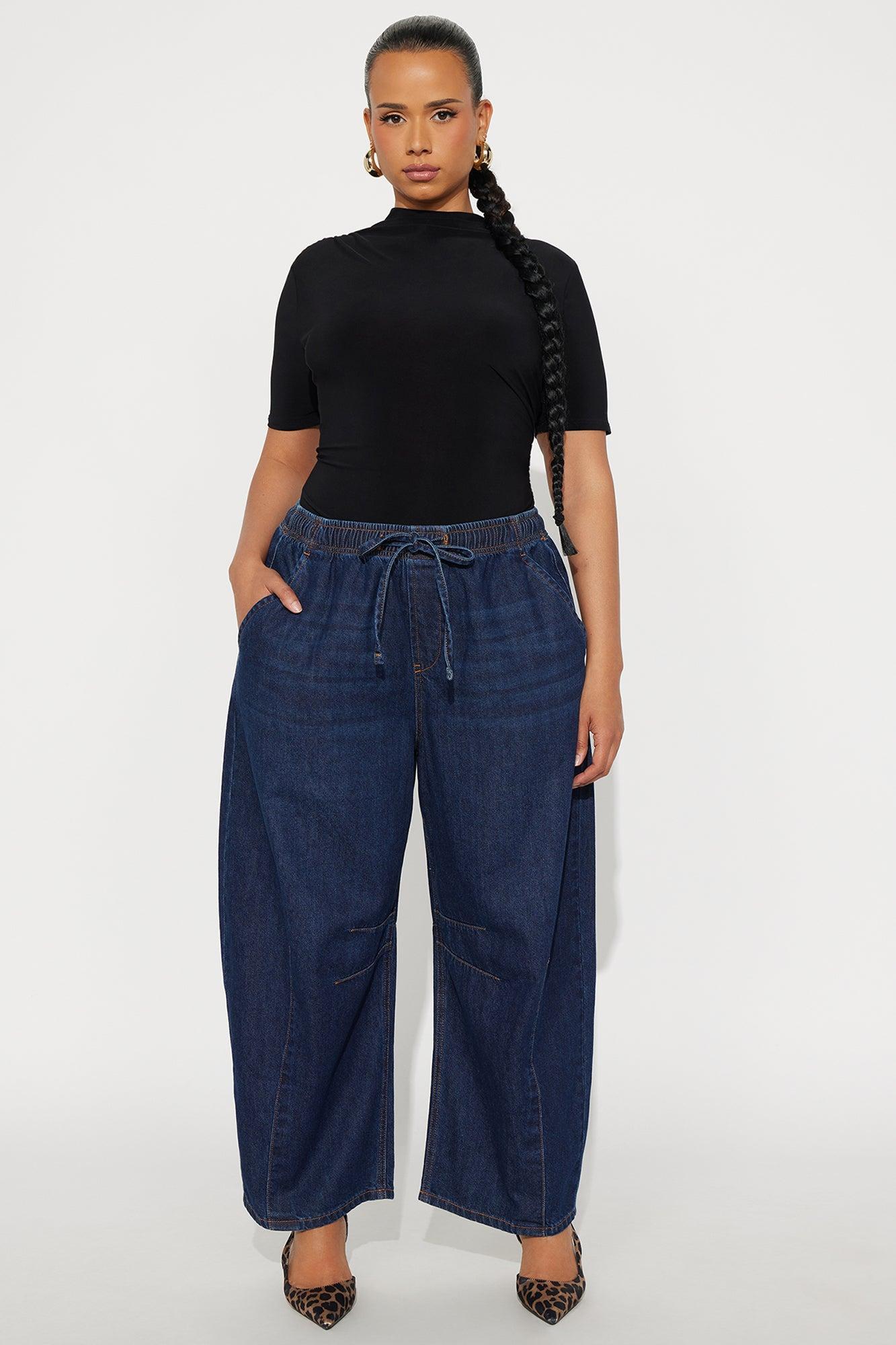I'm Flattered Tie Waist Wide Leg Jeans - Dark Wash Female Product Image