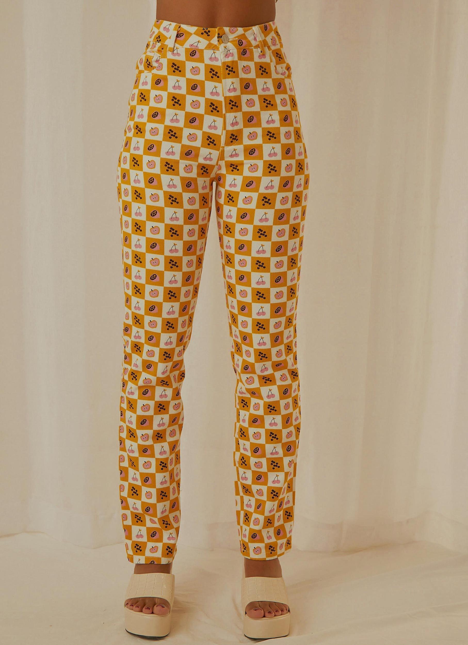 Pina Colada Pants - Fruit Checkers Product Image