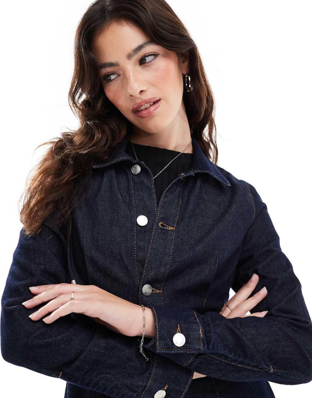 ASOS DESIGN denim cinched shirt in indigo Product Image