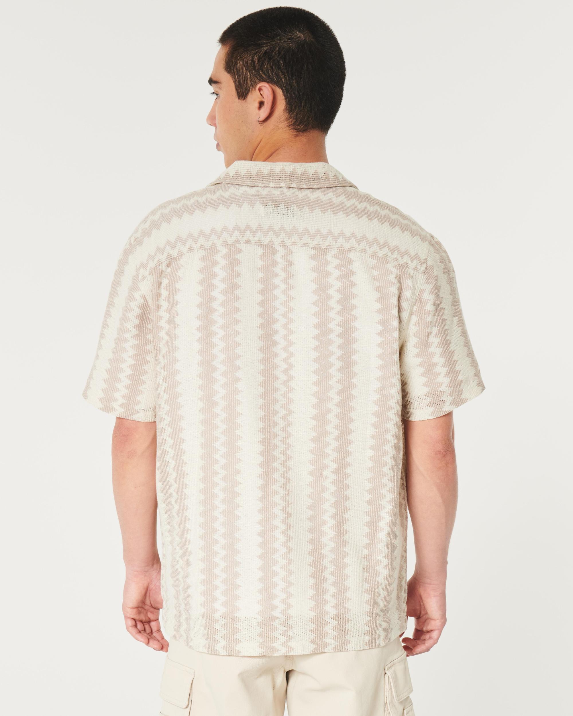 Short-Sleeve Crochet-Style Shirt Product Image