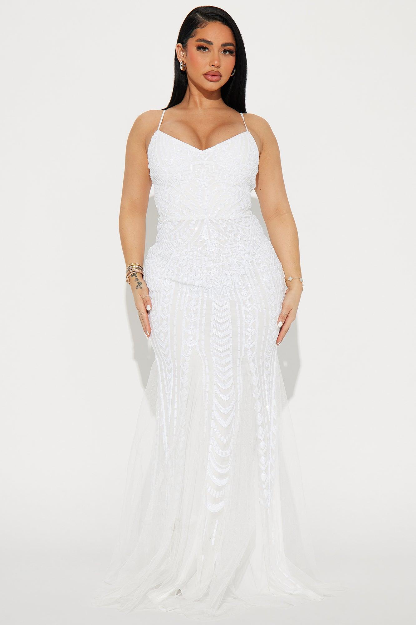 Always Want You Sequin Gown - White Product Image