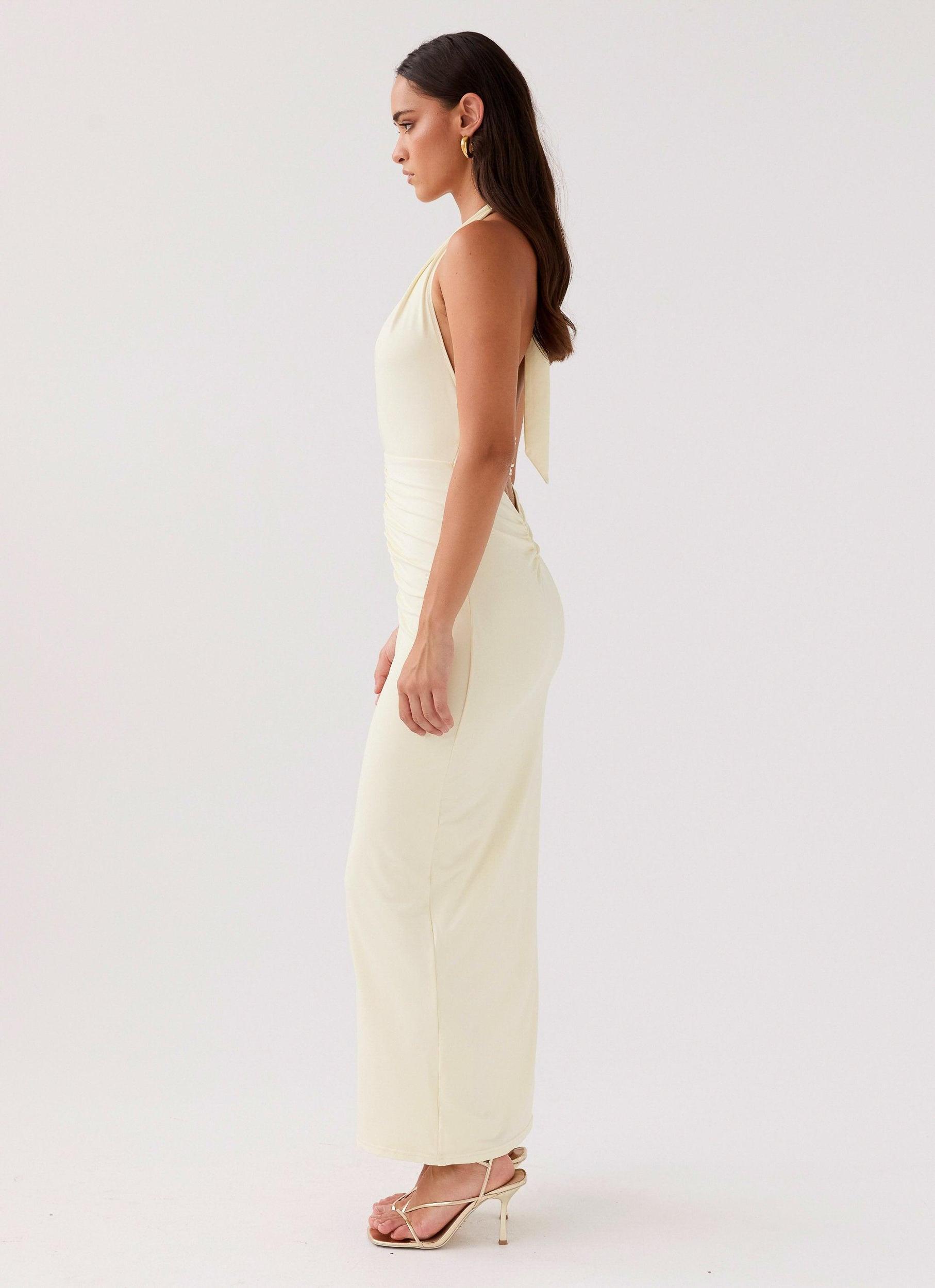 Whisked Away Halterneck Maxi Dress - Canary Product Image