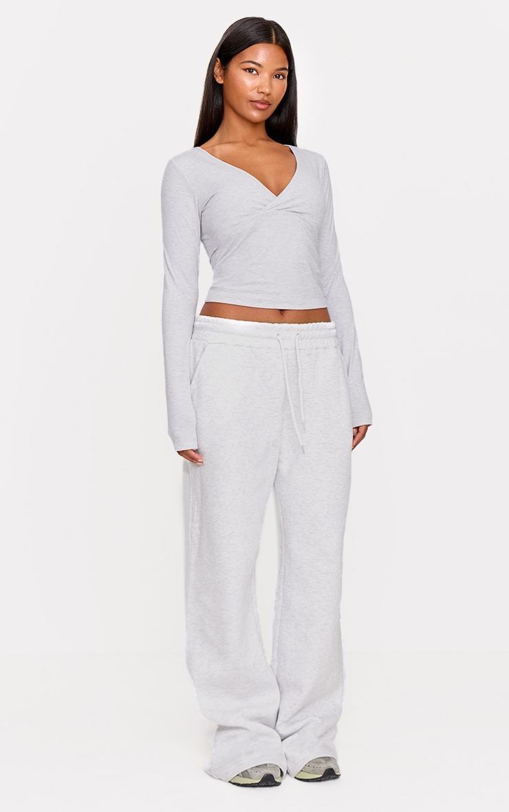 Ash Grey Sculpt Crossover Long Sleeve Top Product Image