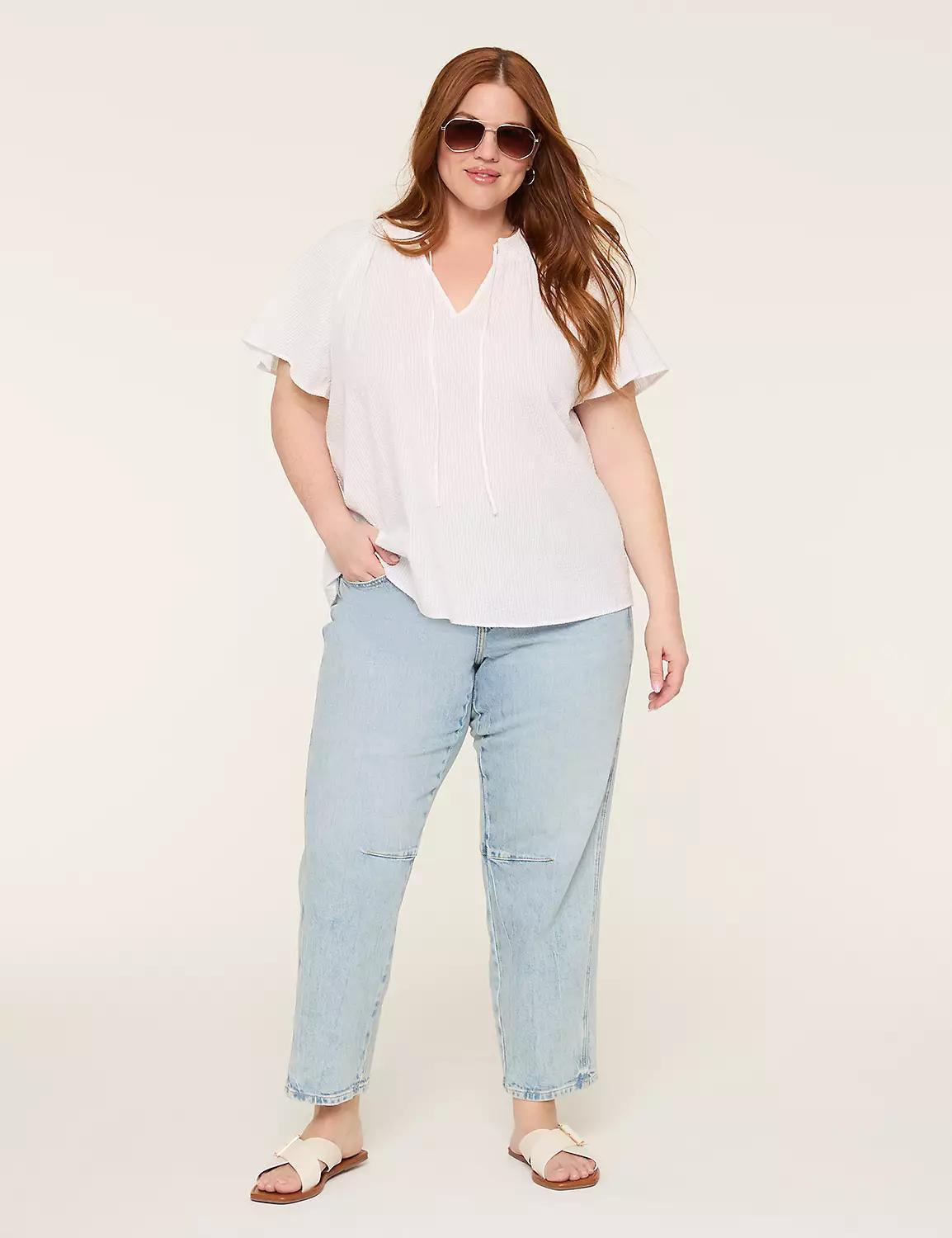 Swing Flutter-Sleeve Popover Blouse Product Image