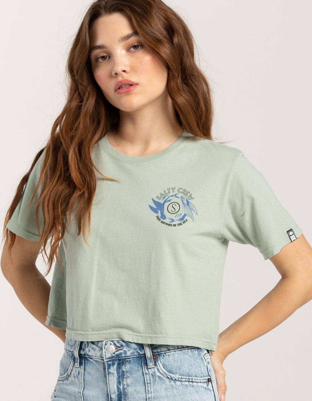 SALTY CREW Fin and Yang Womens Crop Tee - JADE Product Image