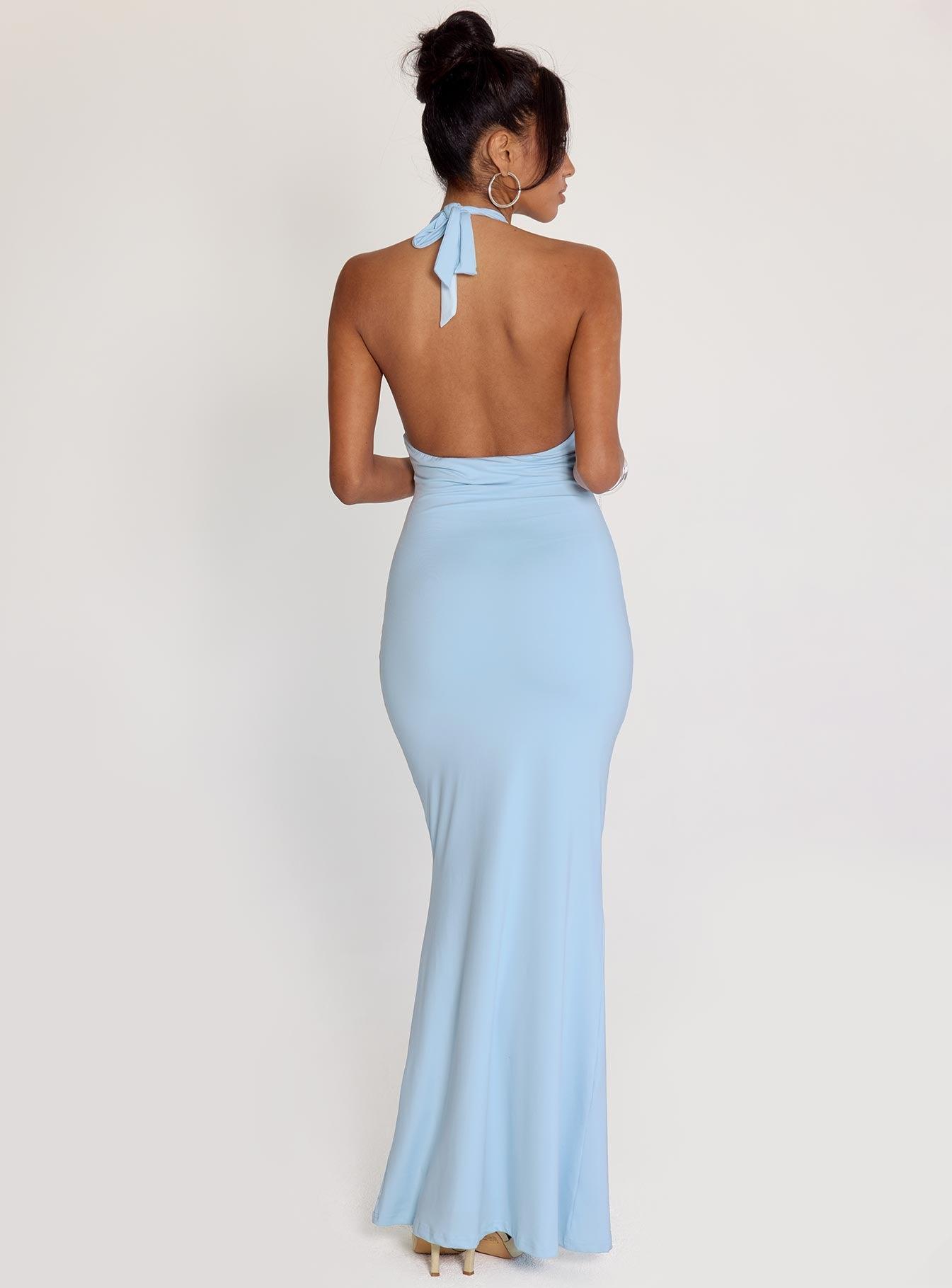 No Hard Feelings Twist Maxi Dress Blue Product Image